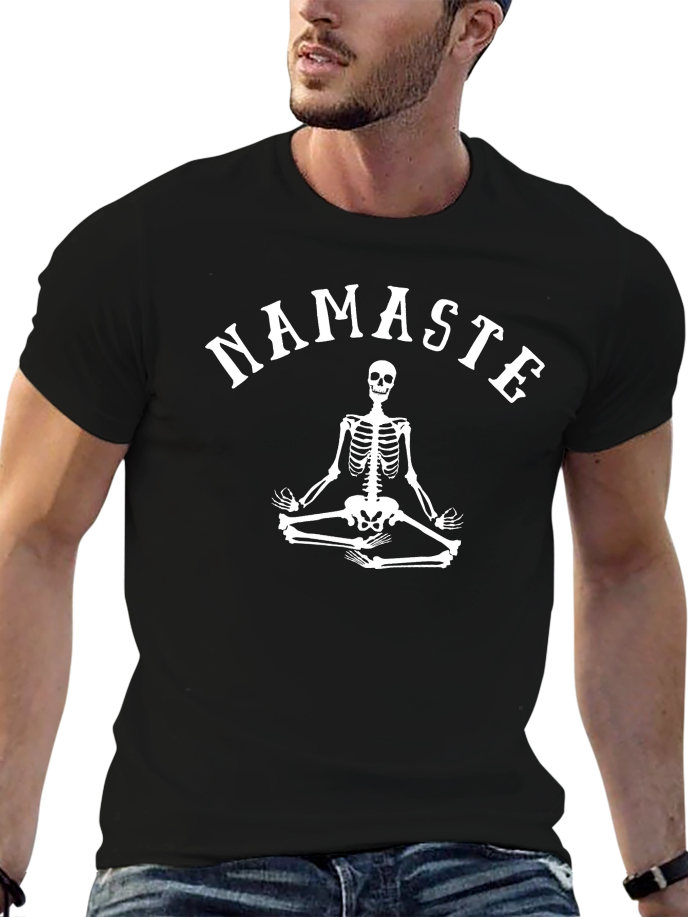 Namaste Skeleton Graphic Tee - Yoga Death Black T-Shirt