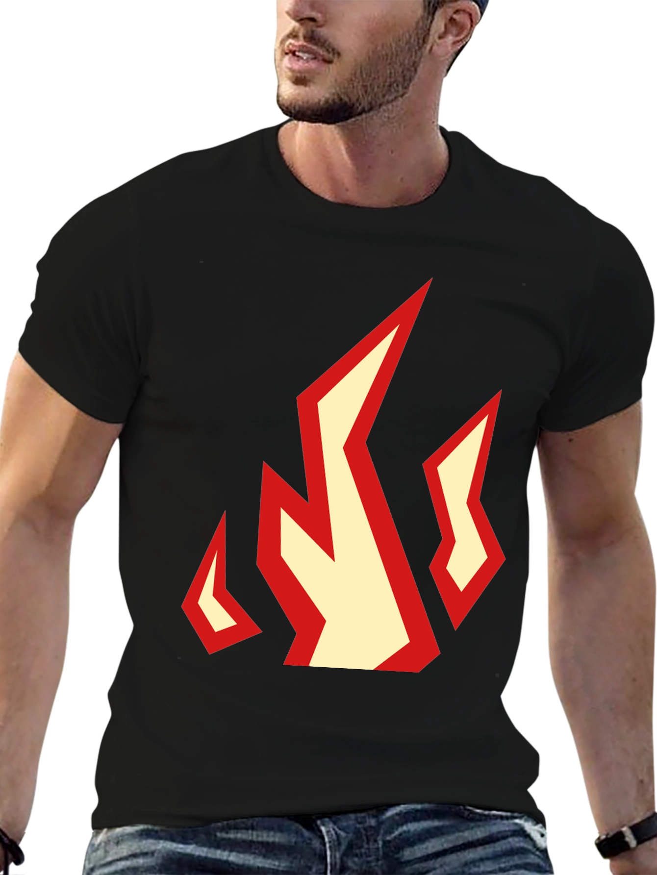 Fiery Graphic Tee - Black Cotton T-Shirt