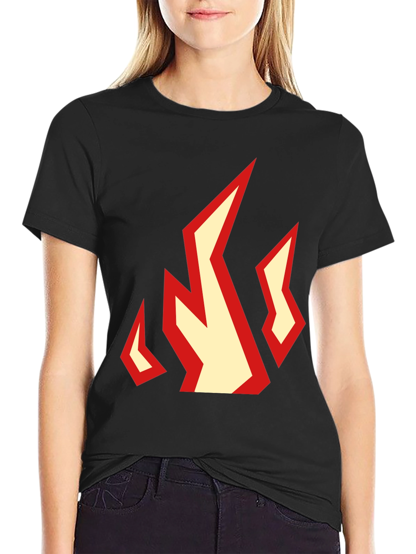 Fiery Graphic Tee - Black Cotton T-Shirt