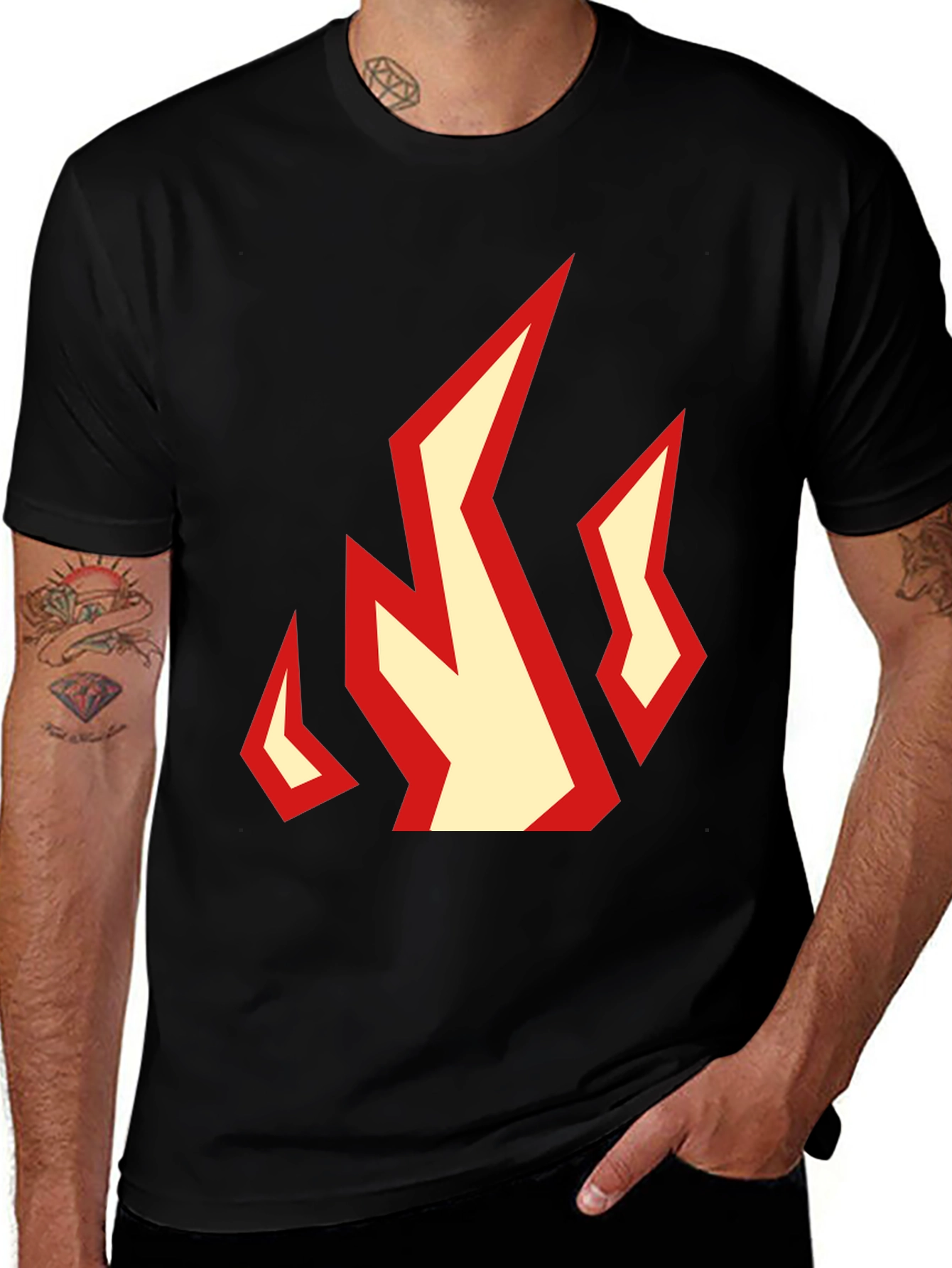 Fiery Graphic Tee - Black Cotton T-Shirt