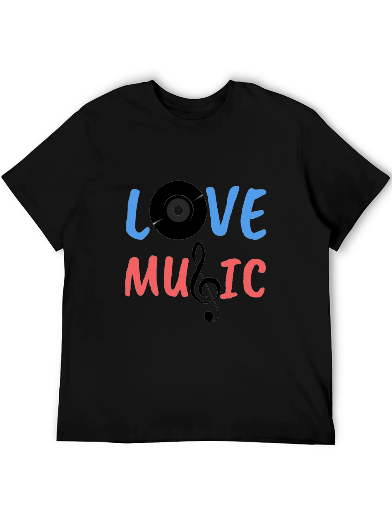 Love Music Graphic T-Shirt - Black Cotton Tee