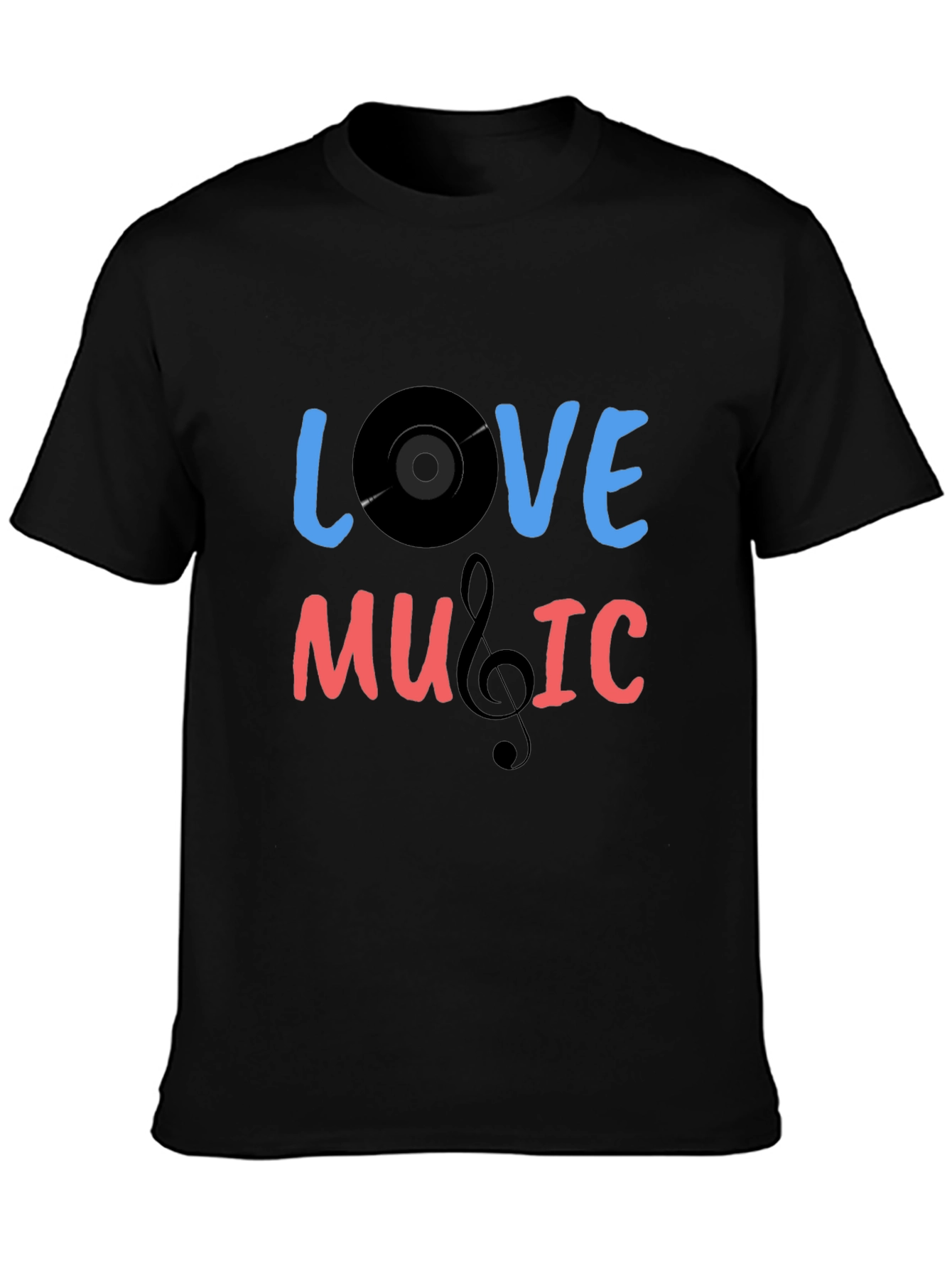 Love Music Graphic T-Shirt - Black Cotton Tee