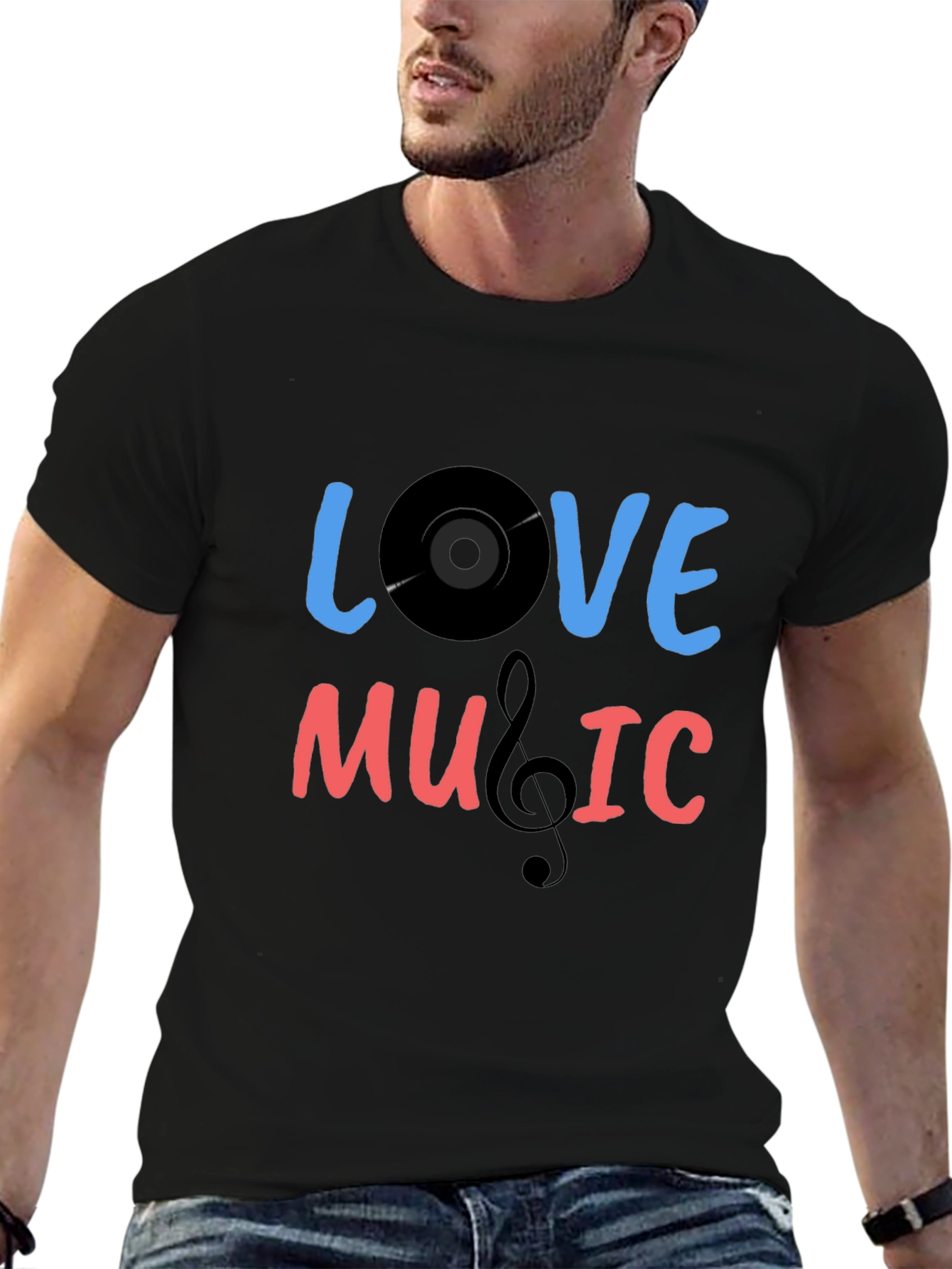 Love Music Graphic T-Shirt - Black Cotton Tee