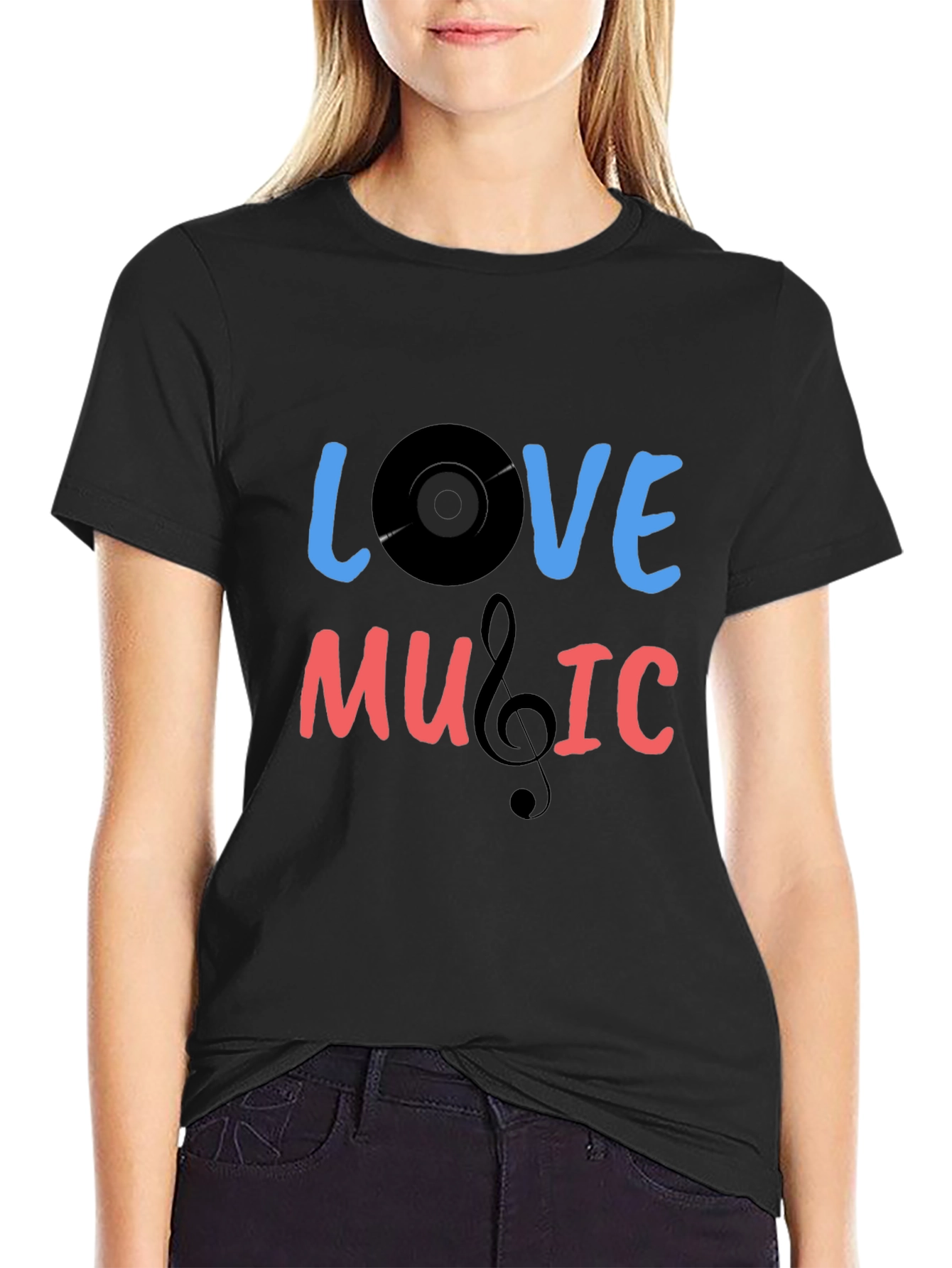 Love Music Graphic T-Shirt - Black Cotton Tee