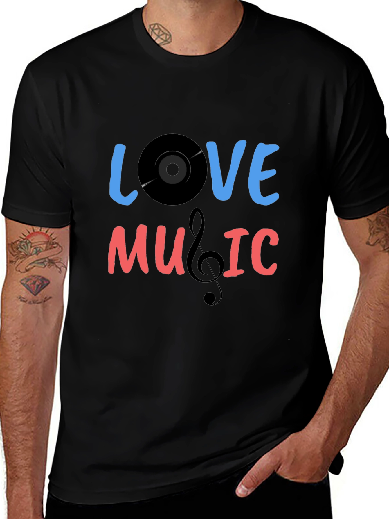 Love Music Graphic T-Shirt - Black Cotton Tee