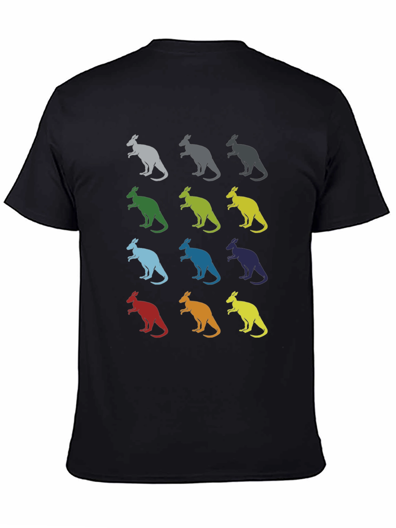 Kangaroo Pattern Graphic Tee - Black
