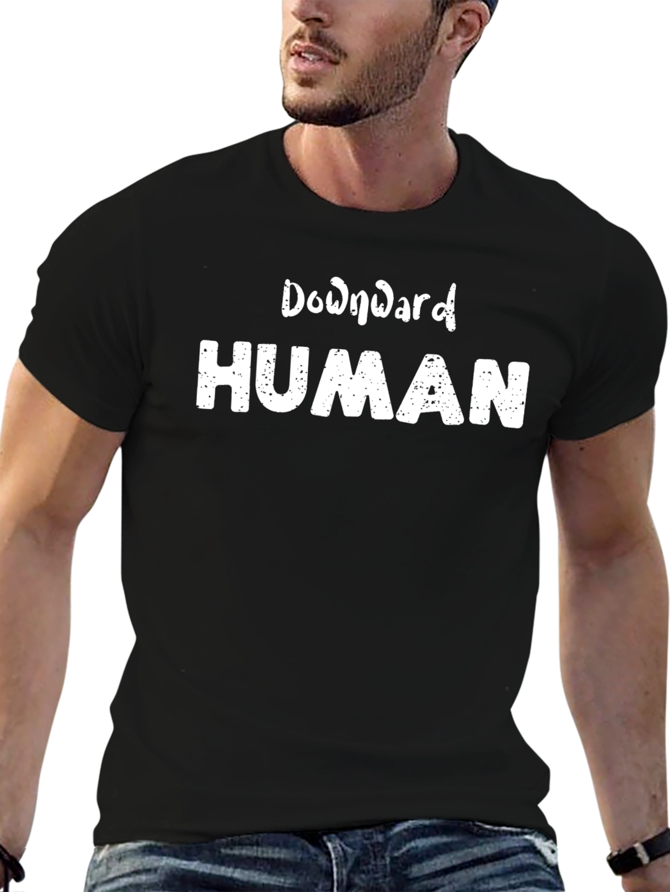 Downward Human Graphic Tee - Unisex Black T-Shirt