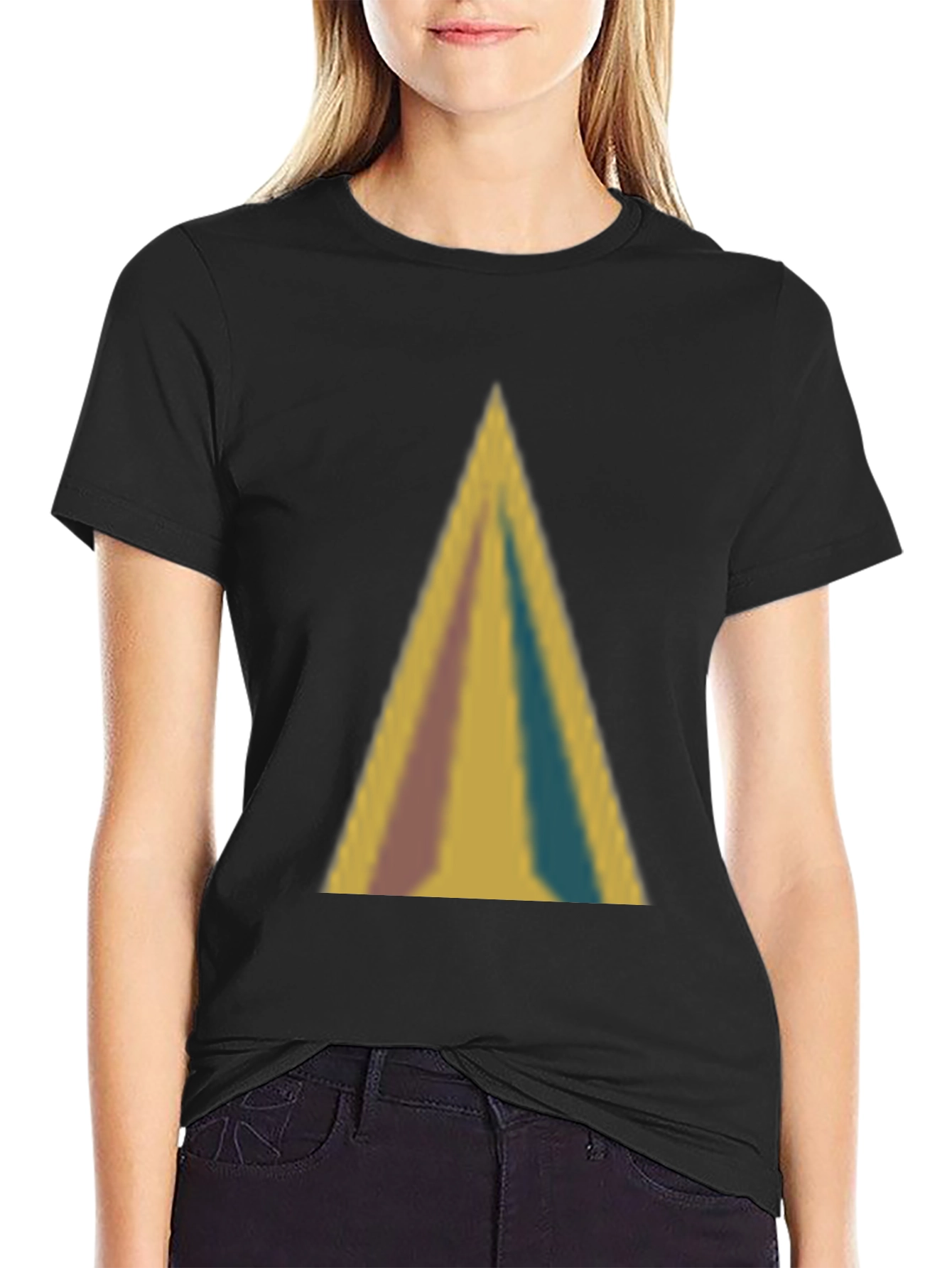 Abstract Triangle Graphic Tee - Soft Black T-Shirt