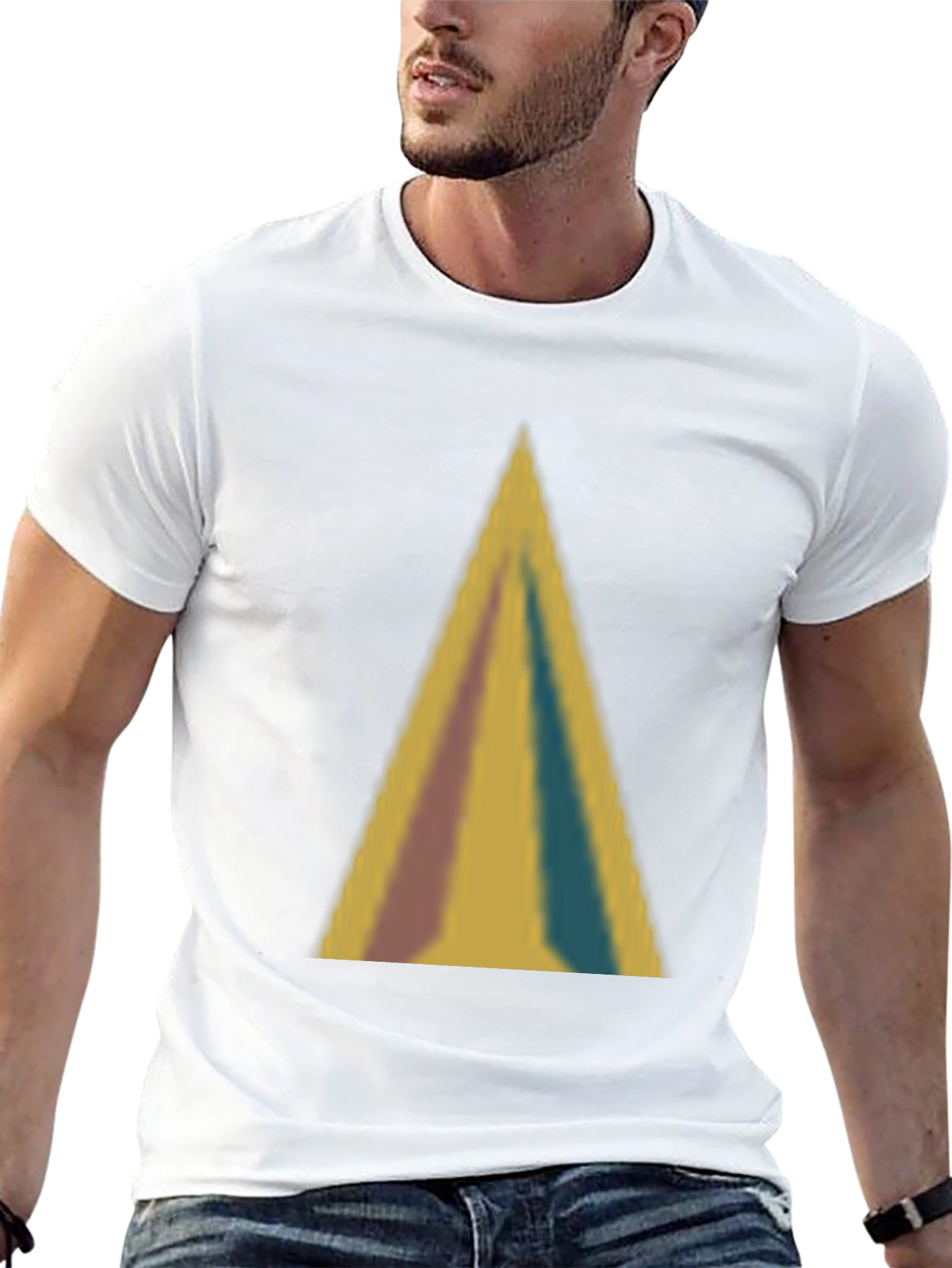 Abstract Triangle Graphic Tee - Soft Black T-Shirt
