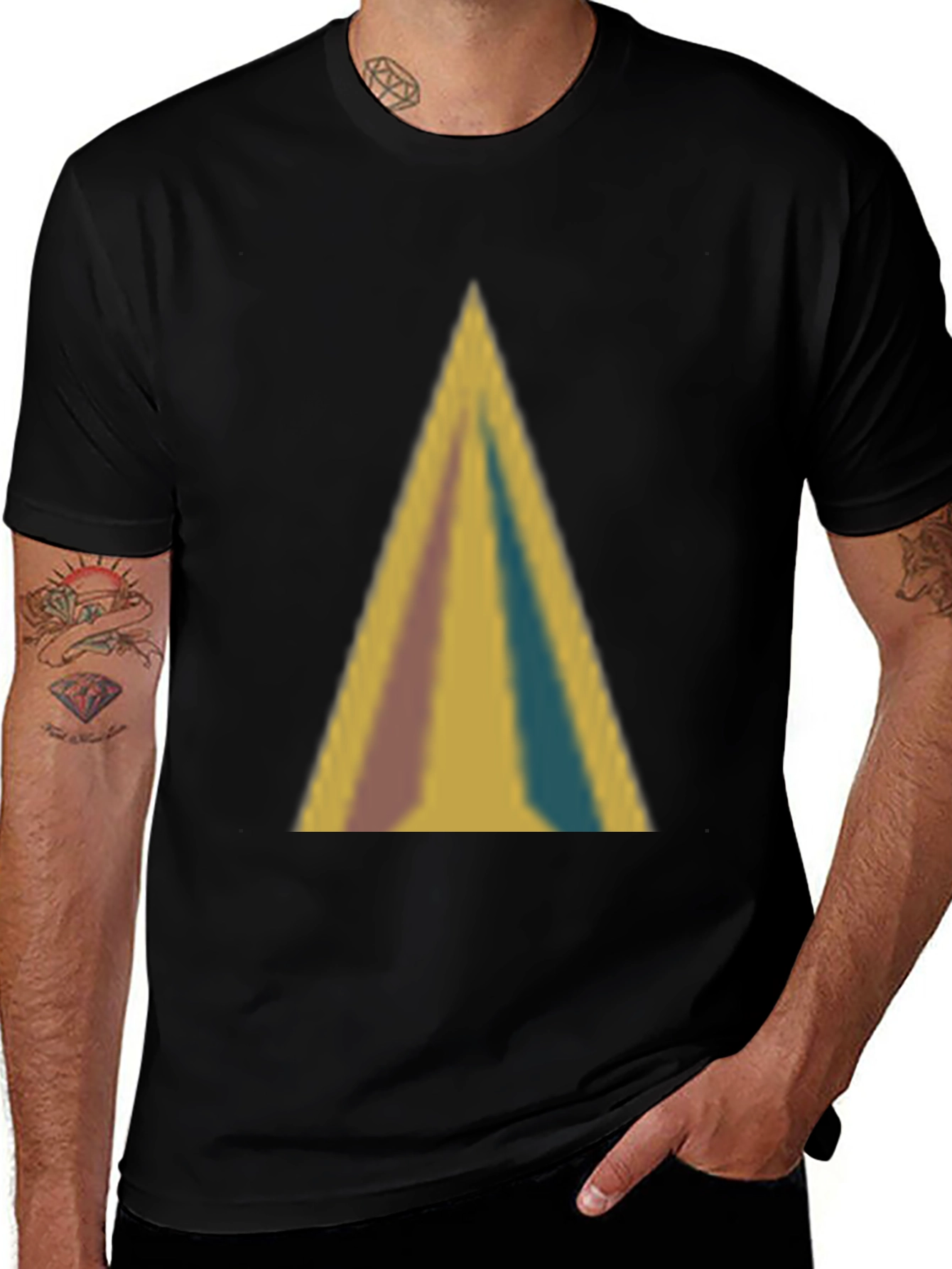 Abstract Triangle Graphic Tee - Soft Black T-Shirt