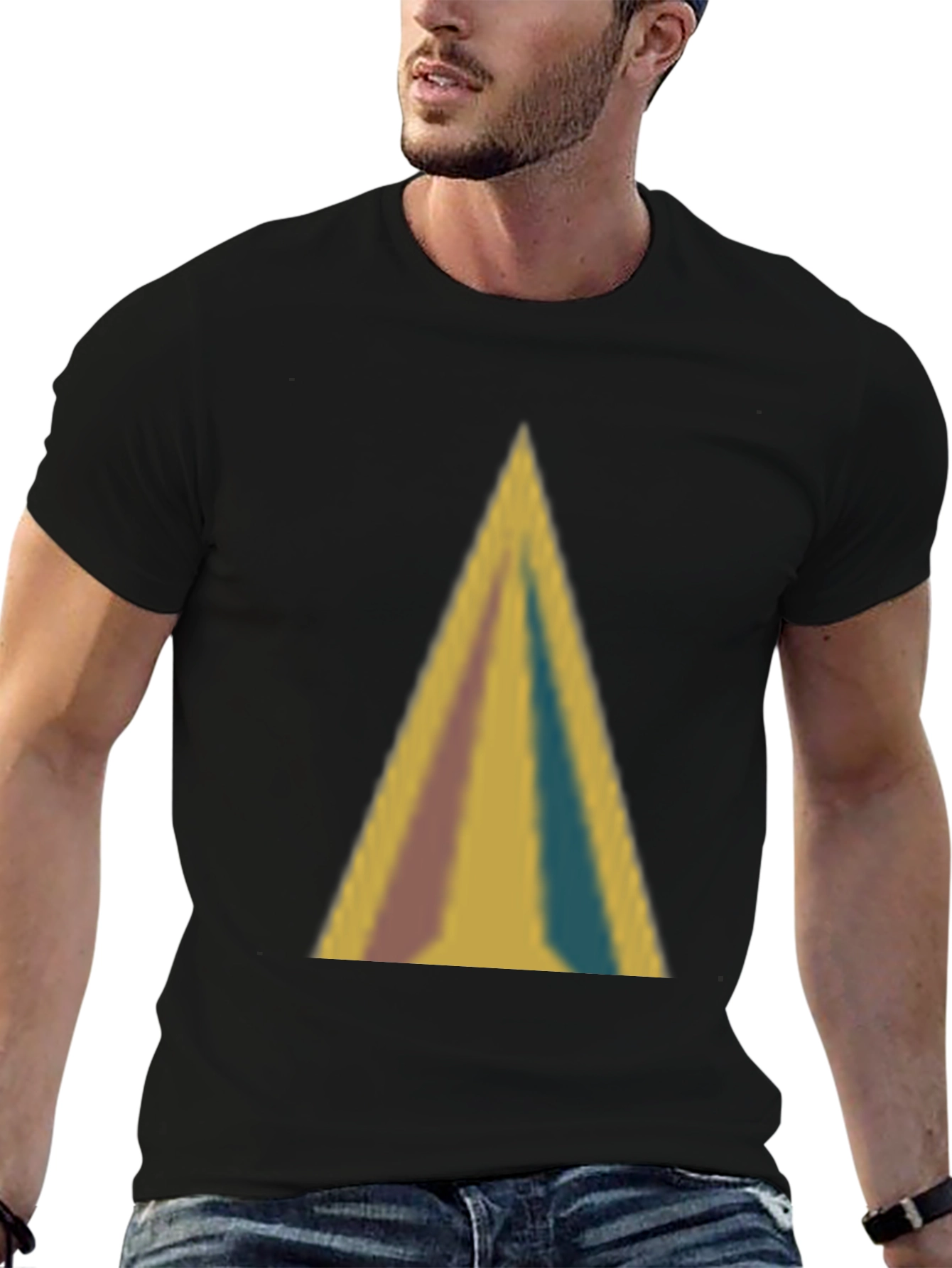 Abstract Triangle Graphic Tee - Soft Black T-Shirt