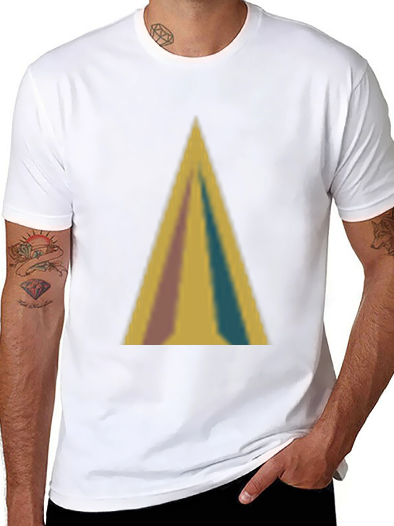Abstract Triangle Graphic Tee - Soft Black T-Shirt