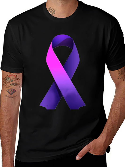 Purple Ribbon Awareness Black T-Shirt