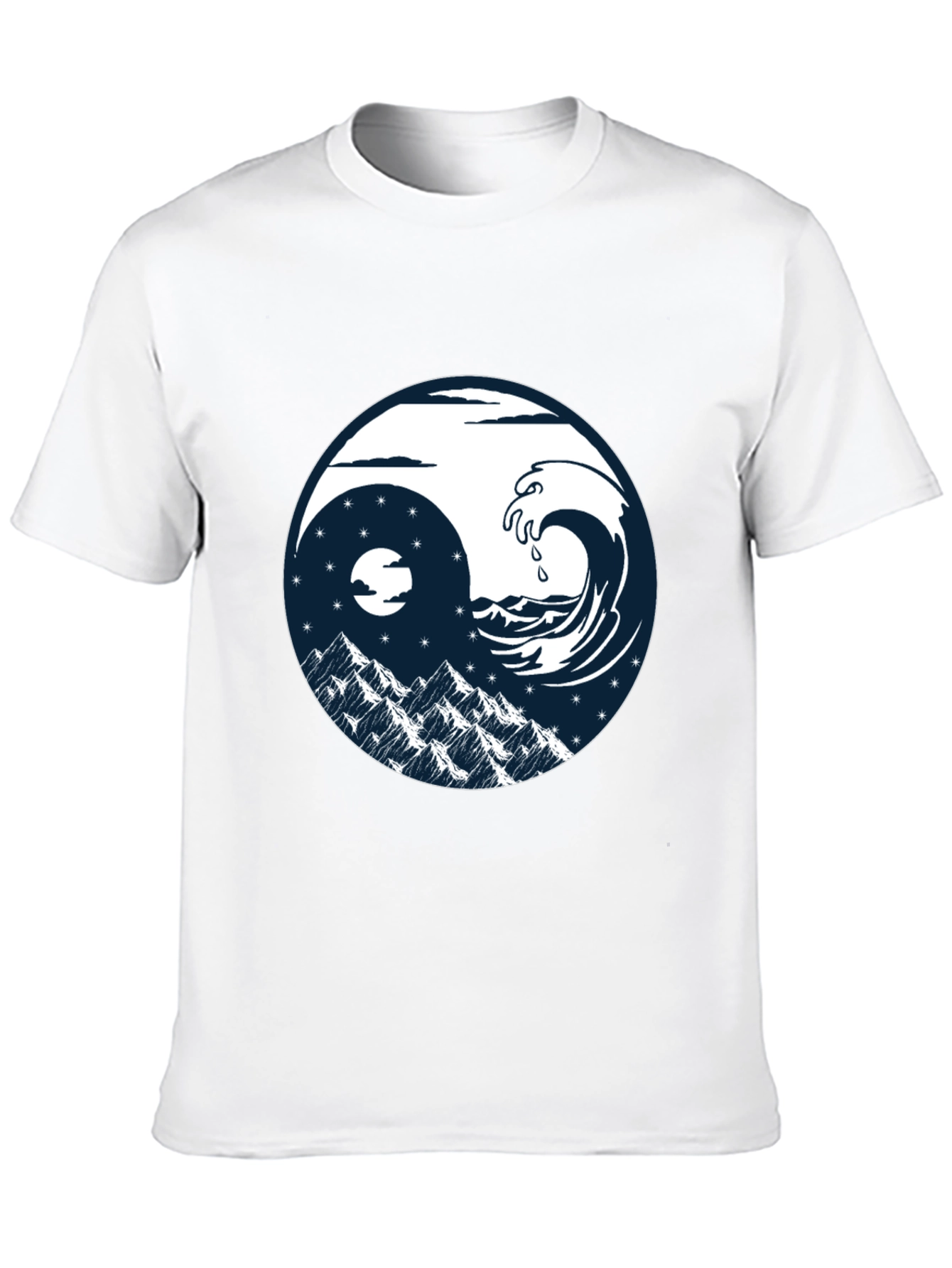 Yin Yang Wave & Mountain T-Shirt - Graphic Tee