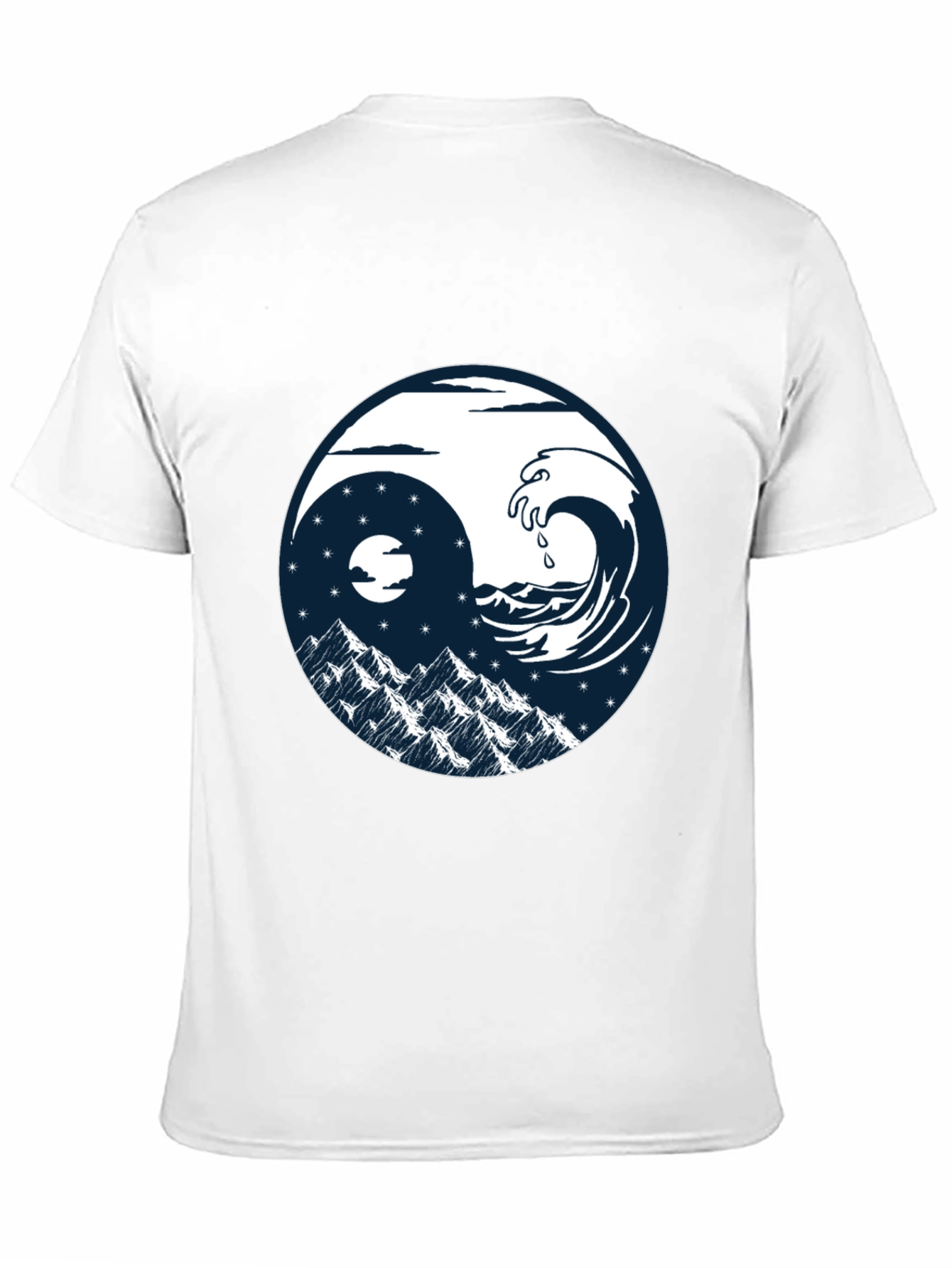 Yin Yang Wave & Mountain T-Shirt - Graphic Tee