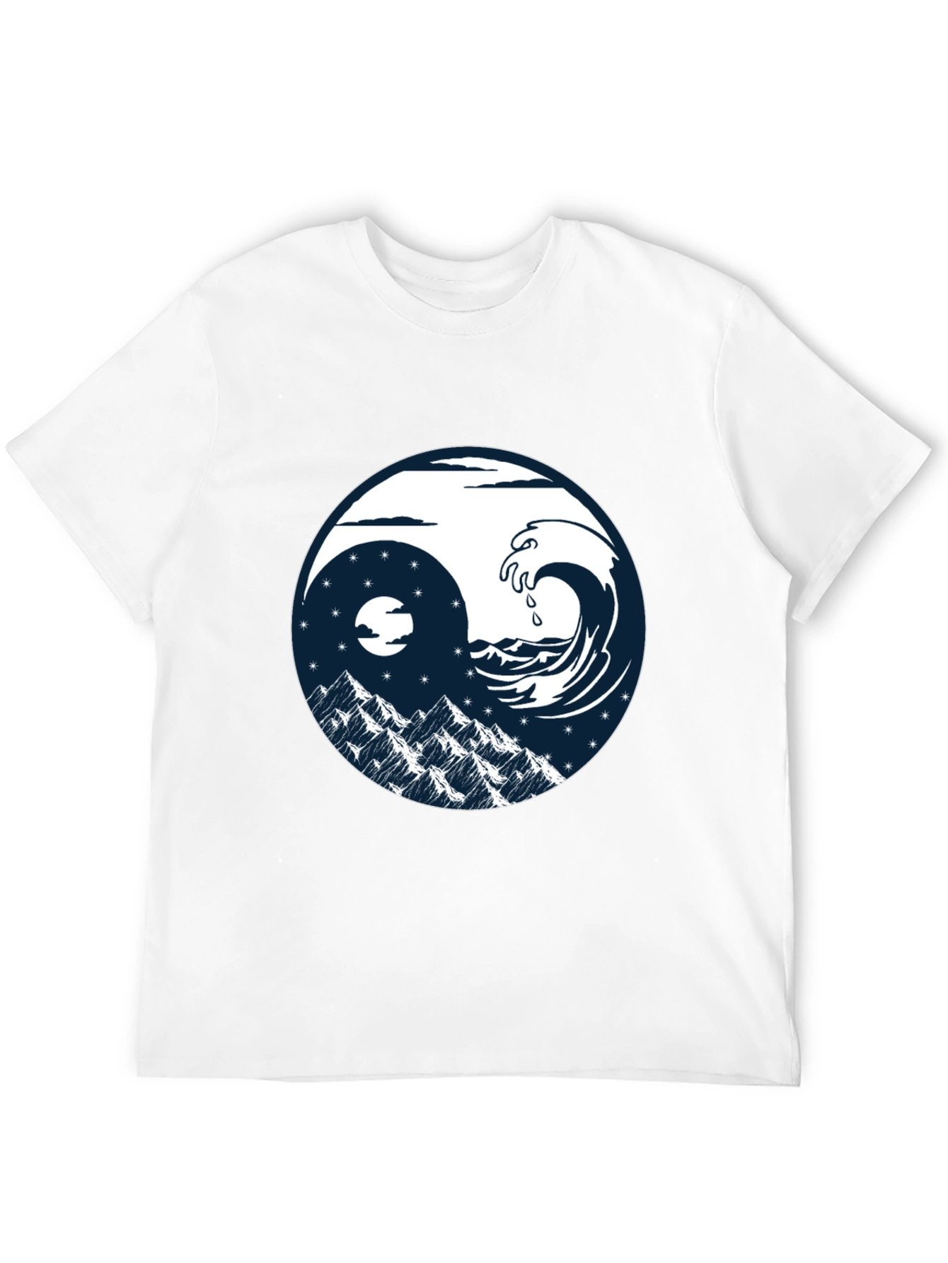 Yin Yang Wave & Mountain T-Shirt - Graphic Tee