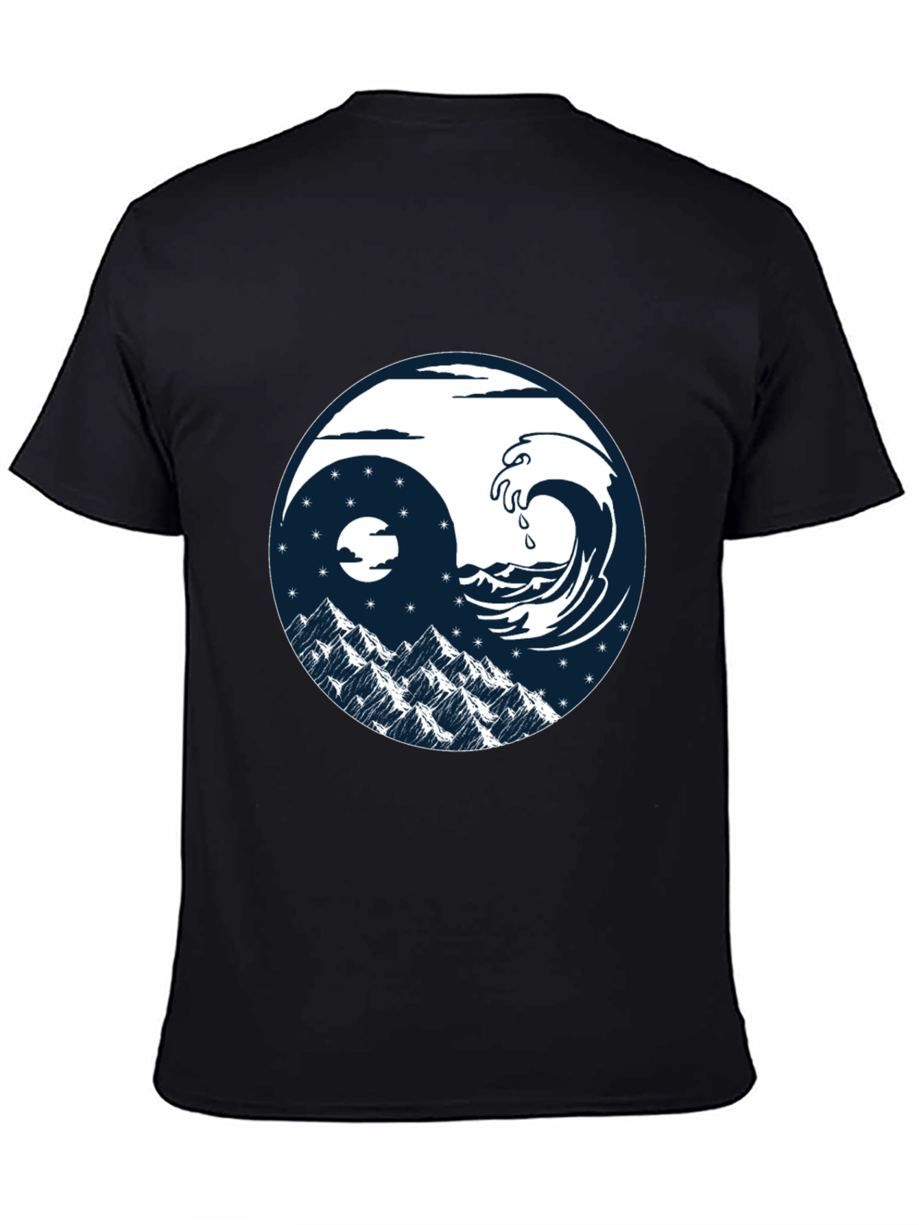 Yin Yang Wave & Mountain T-Shirt - Graphic Tee