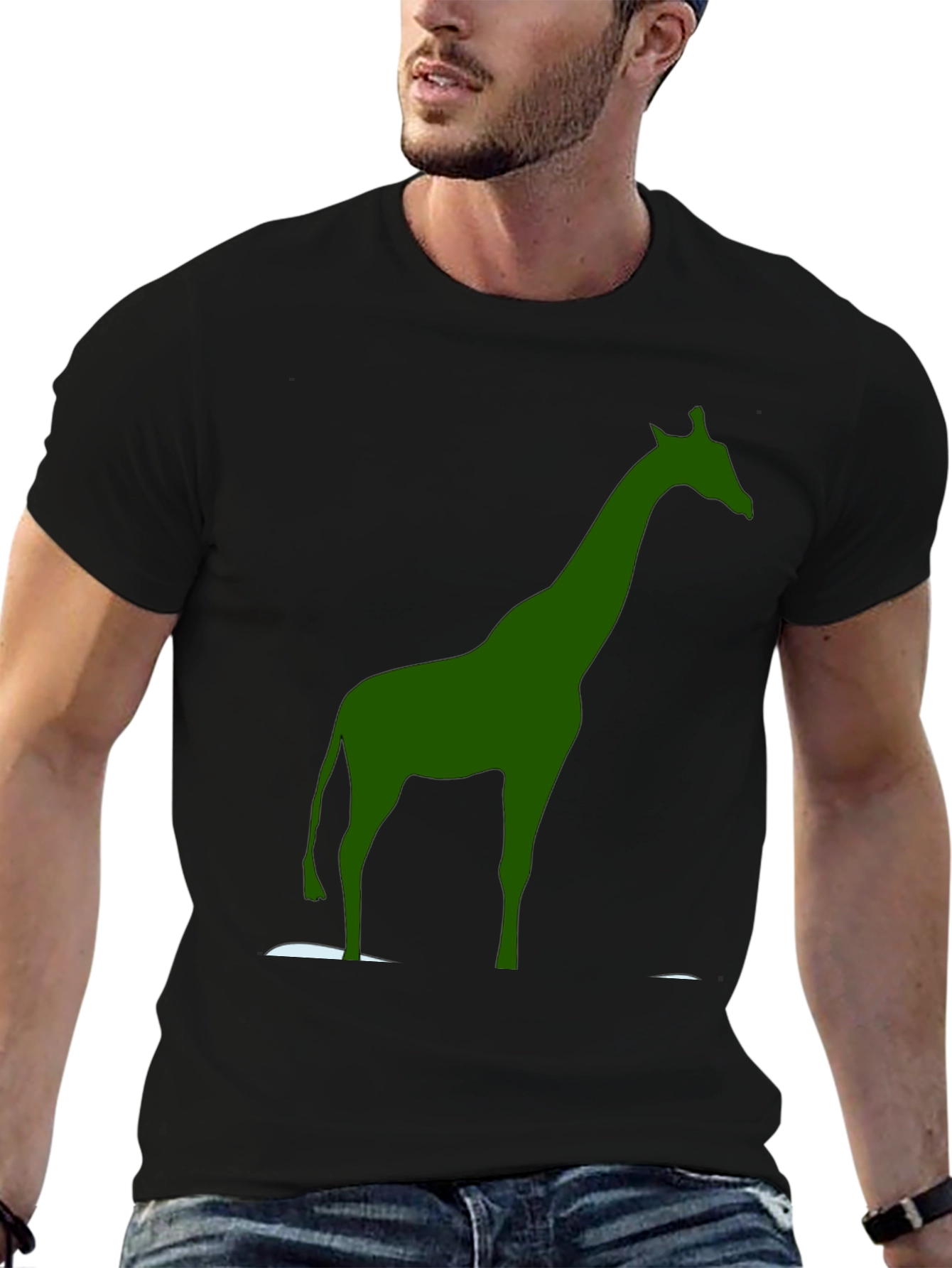 Giraffe Graphic Tee - Stylish Mens Black T-Shirt