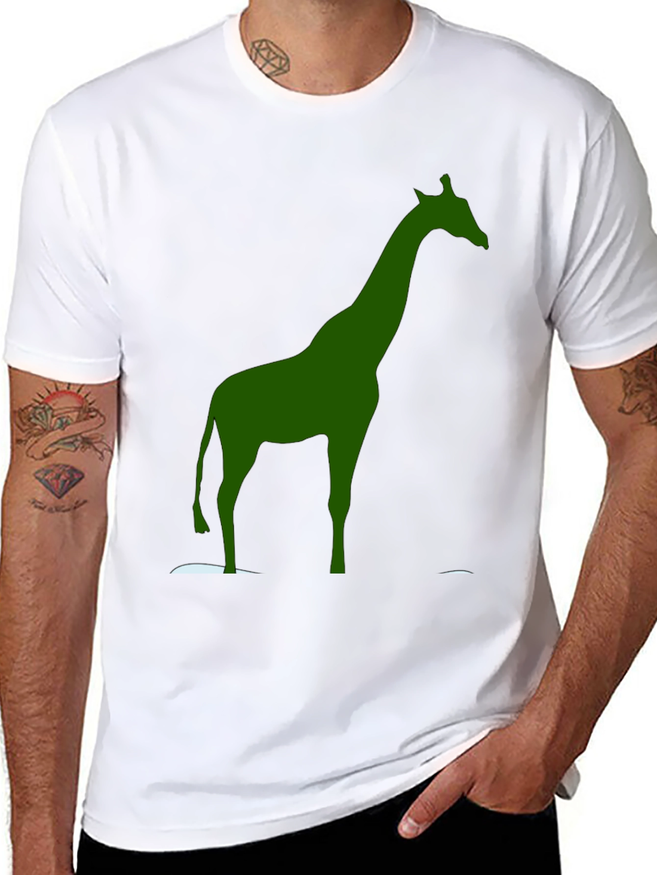 Giraffe Graphic Tee - Stylish Mens Black T-Shirt