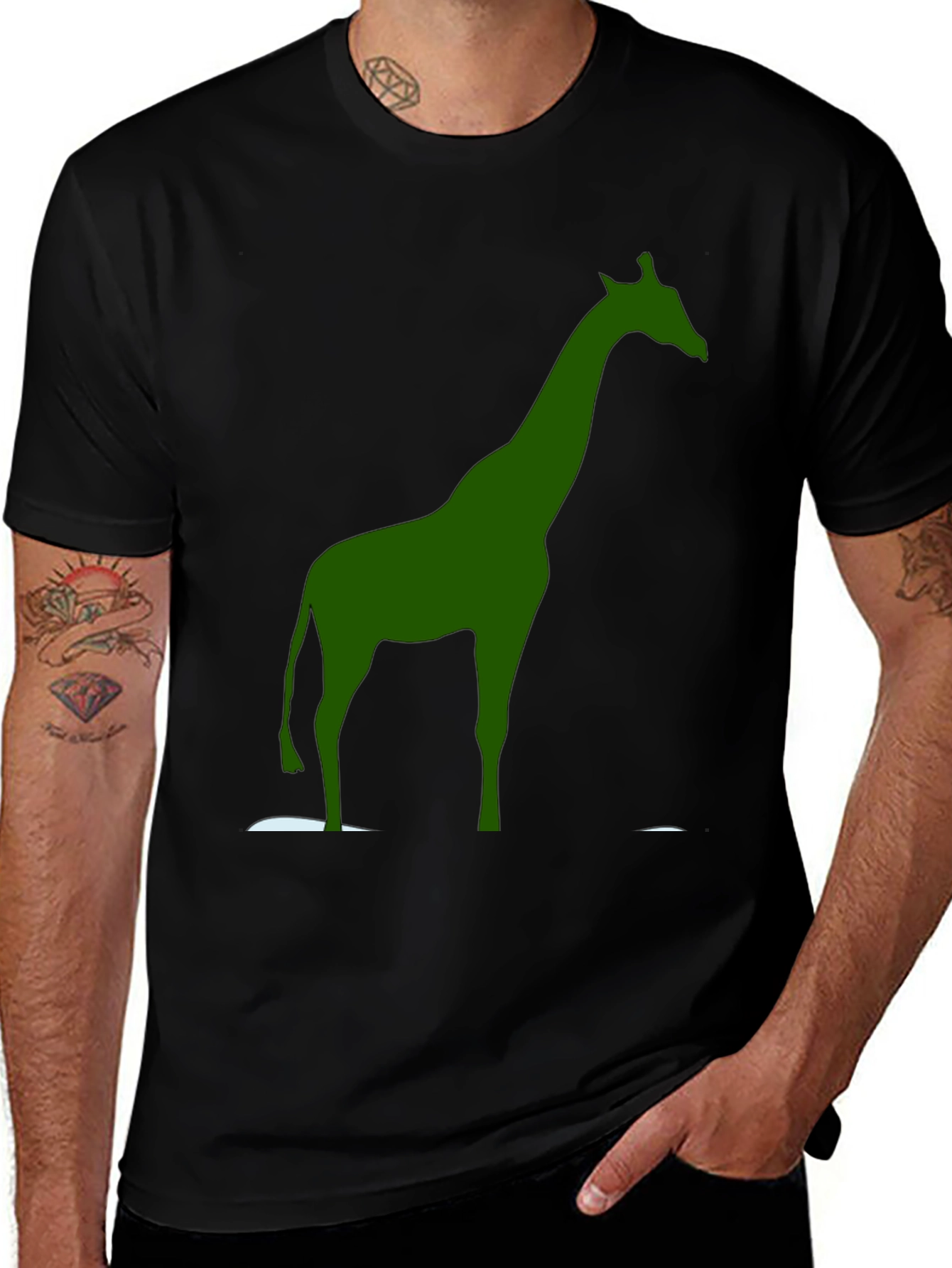 Giraffe Graphic Tee - Stylish Mens Black T-Shirt