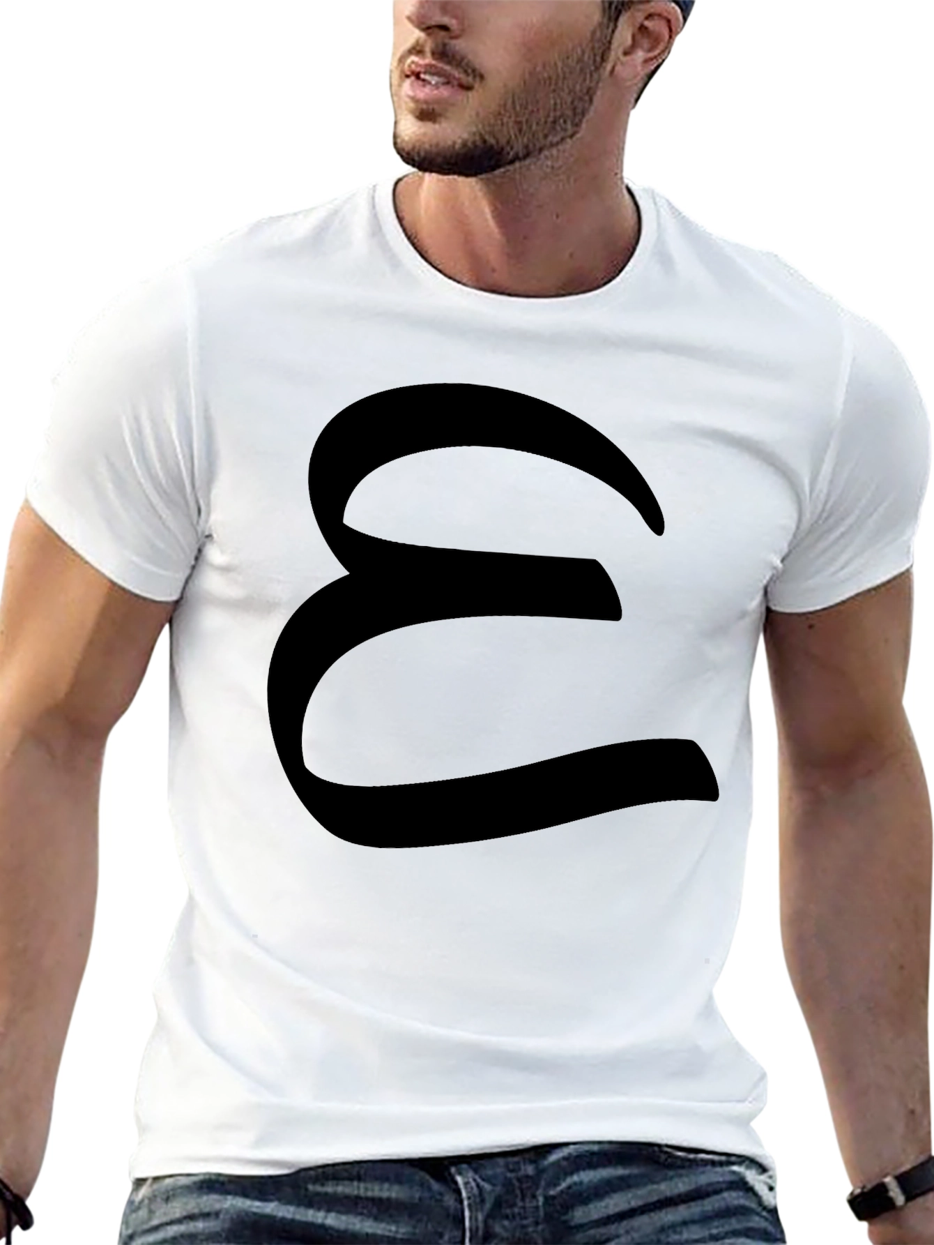 Black T-Shirt with Letter Design