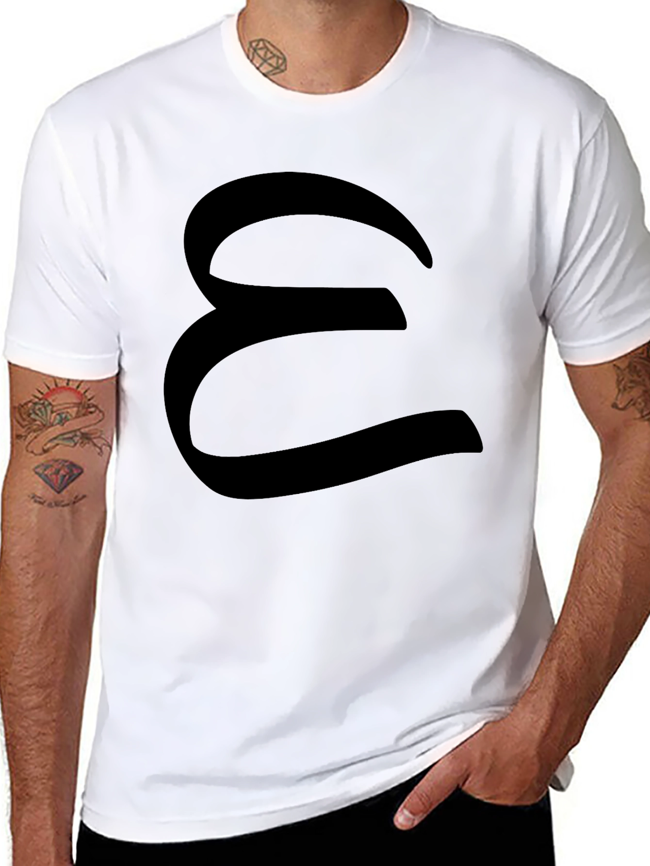 Black T-Shirt with Letter Design