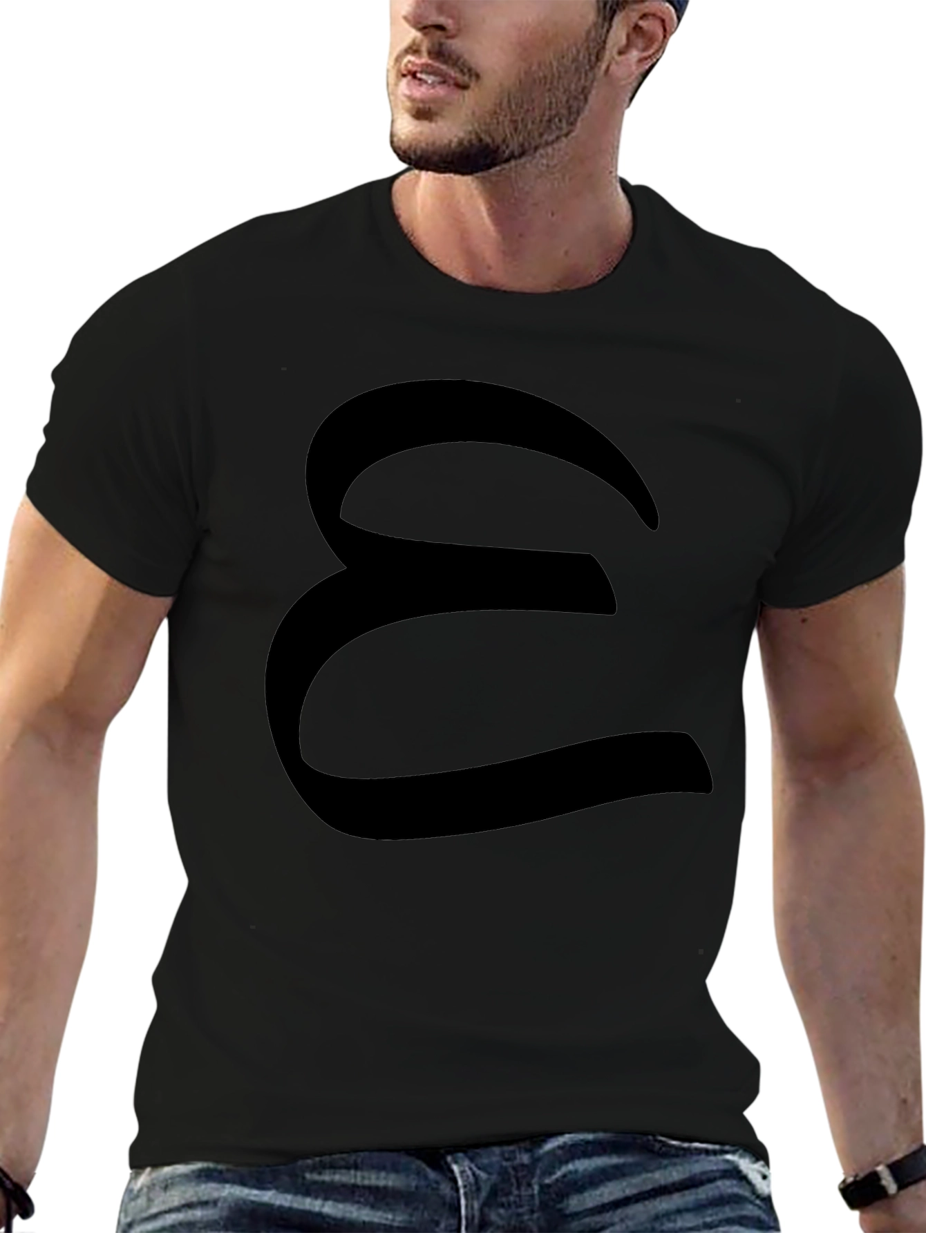 Black T-Shirt with Letter Design