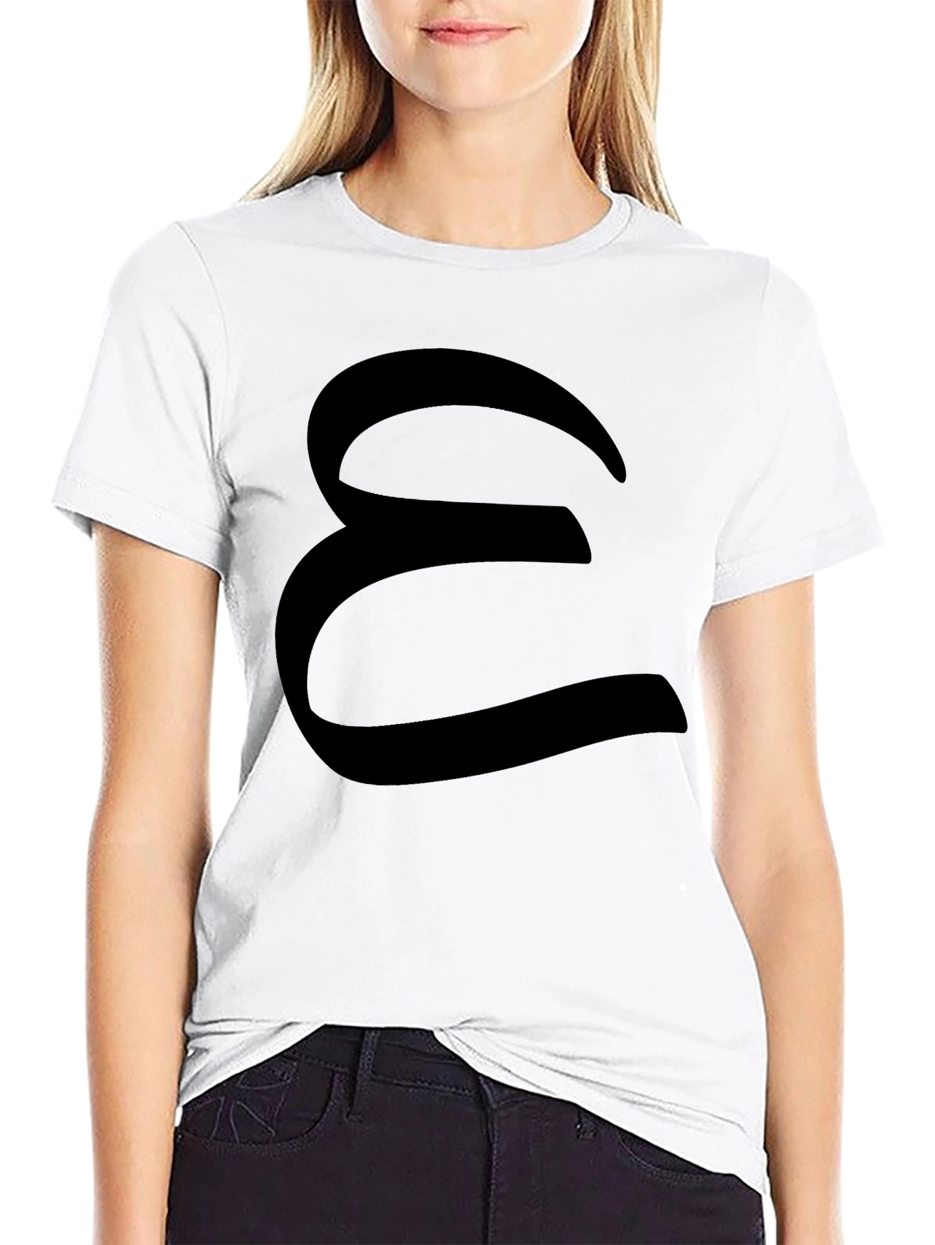 Black T-Shirt with Letter Design