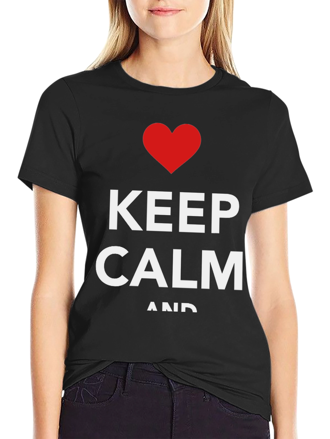 Keep Calm Graphic Tee - Black Cotton Blend