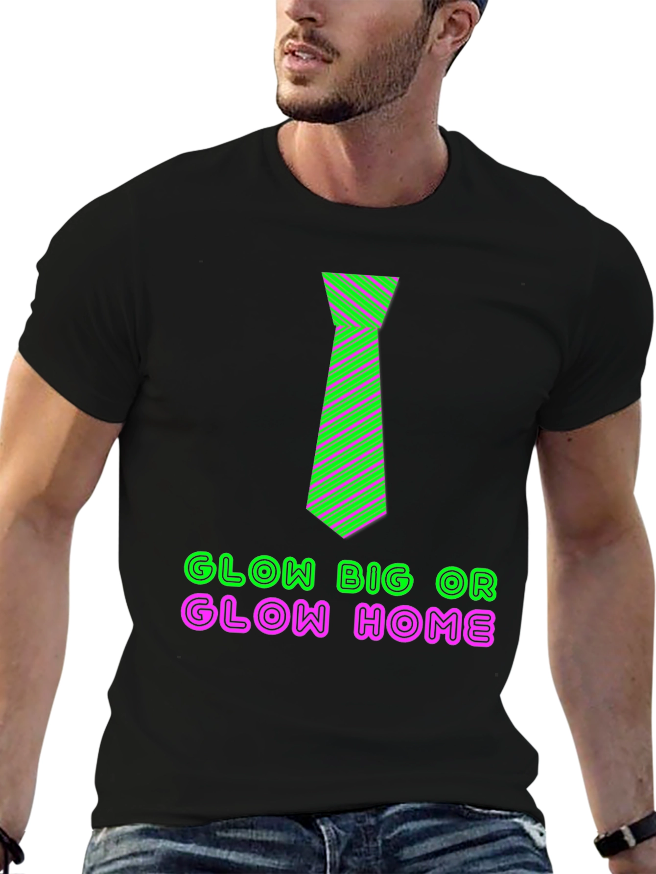 Glow Big Tie Graphic Tee - Black T-Shirt