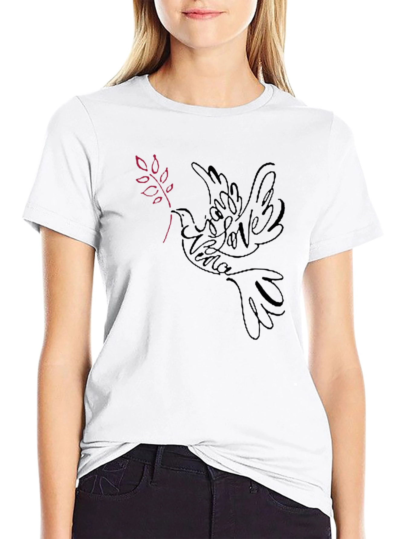 Dove Peace Love Graphic T-Shirt