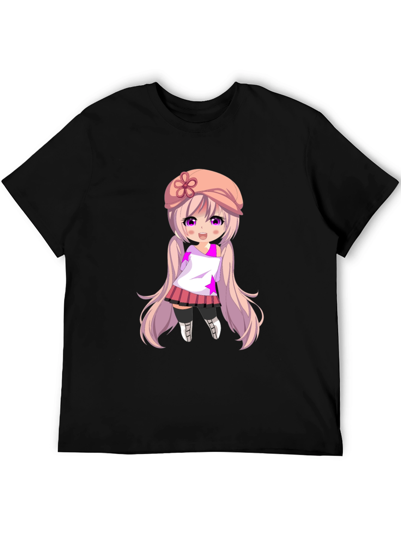Anime Girl Graphic Tee - Stylish Black T-Shirt