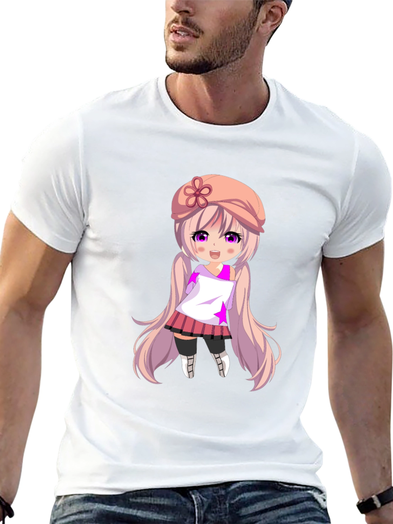Anime Girl Graphic Tee - Stylish Black T-Shirt
