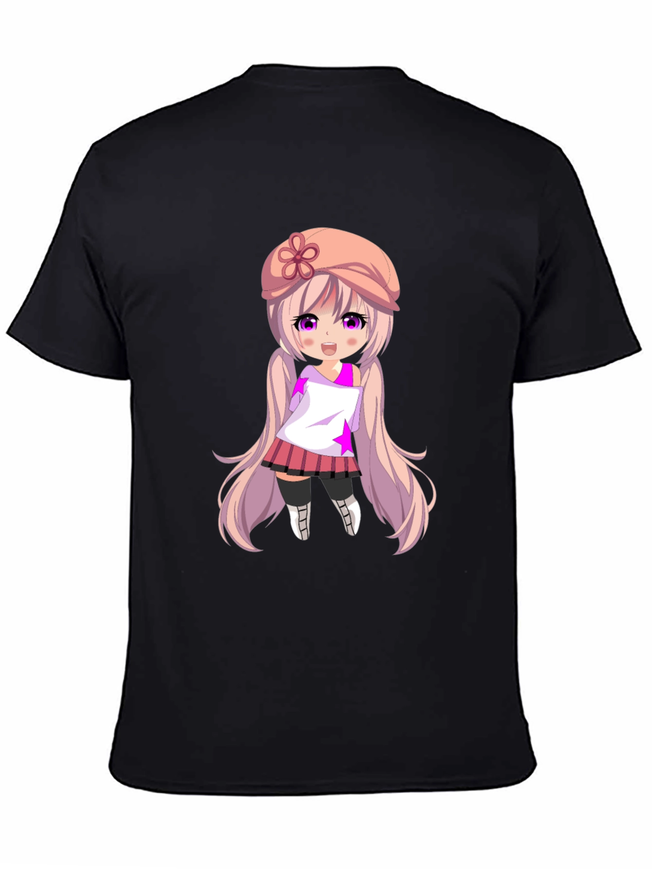 Anime Girl Graphic Tee - Stylish Black T-Shirt