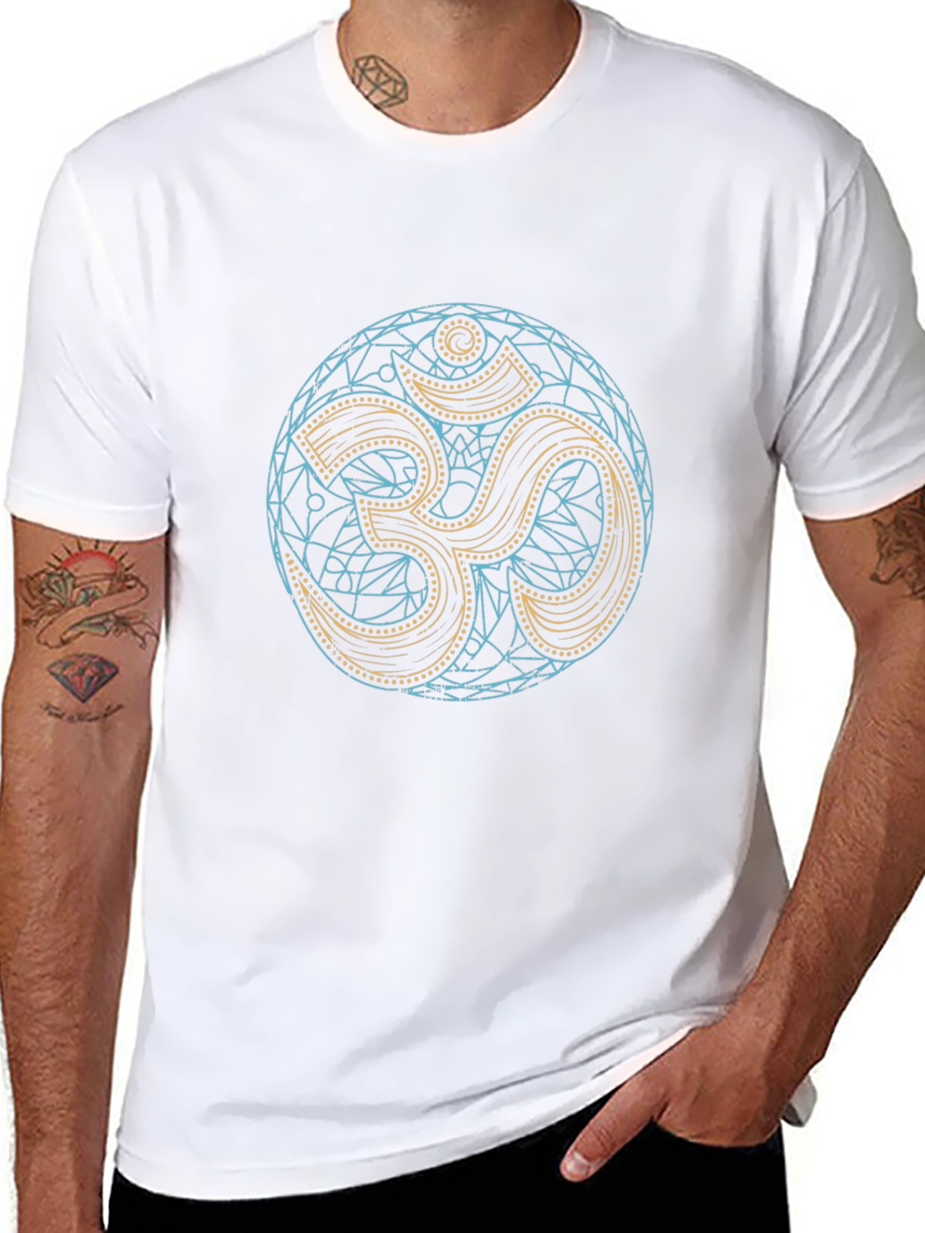 Om Mandala Mens Black T-Shirt