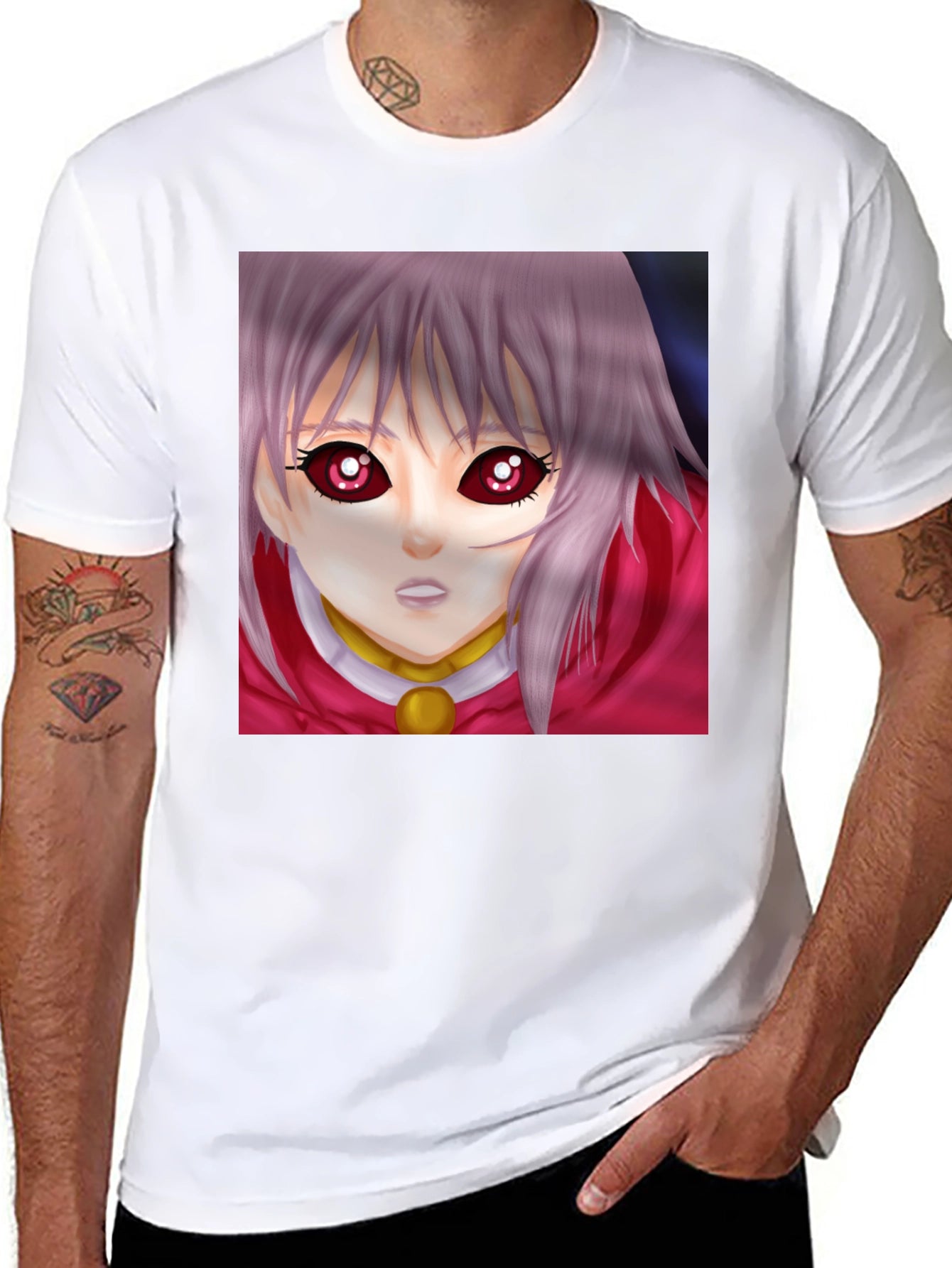 Anime Girl Graphic T-Shirt - Black Crew Neck Tee