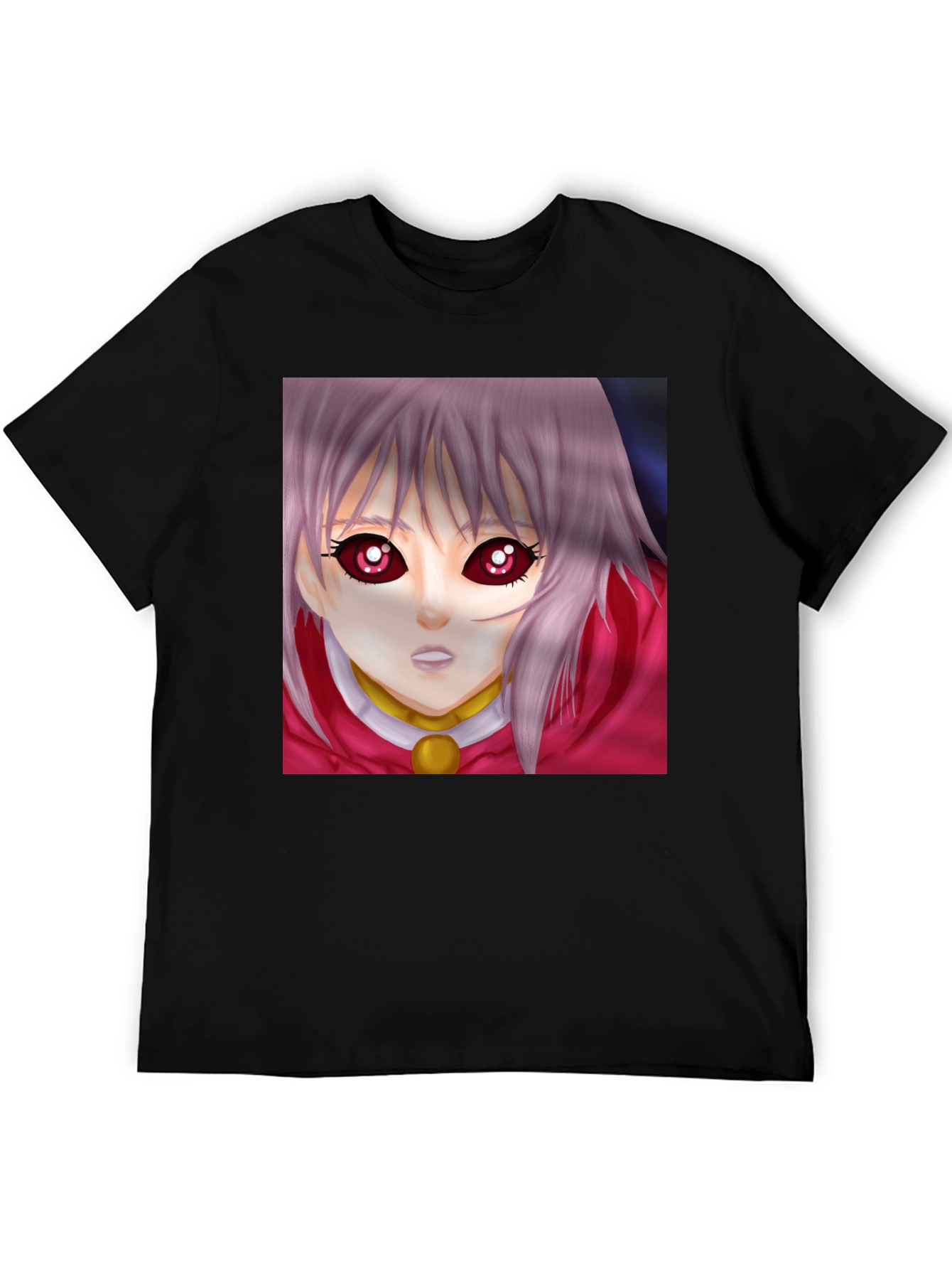 Anime Girl Graphic T-Shirt - Black Crew Neck Tee