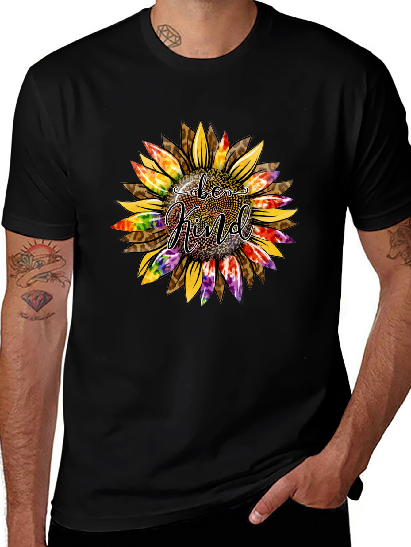 Be Kind Sunflower Graphic T-Shirt - Black