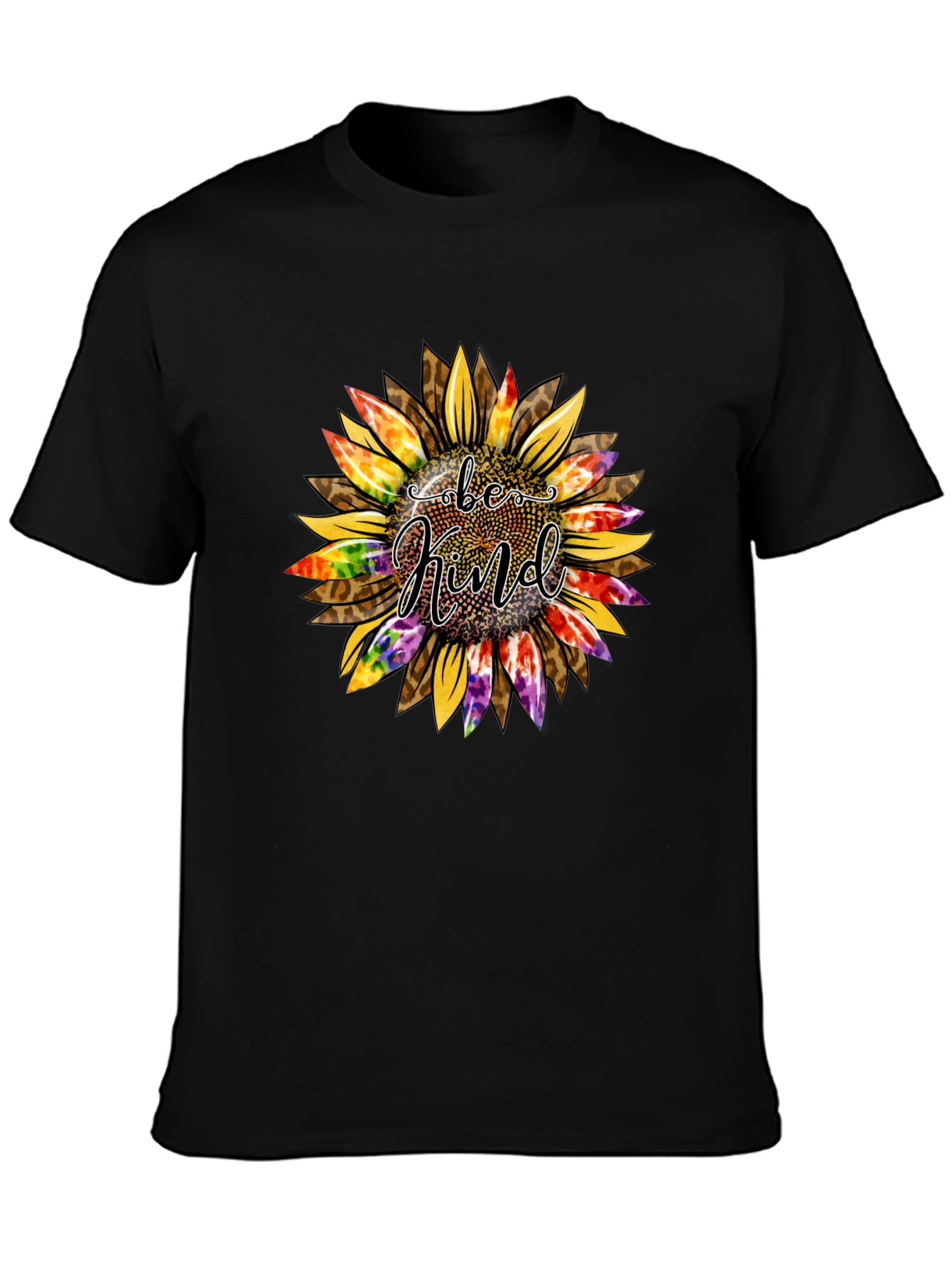 Be Kind Sunflower Graphic T-Shirt - Black