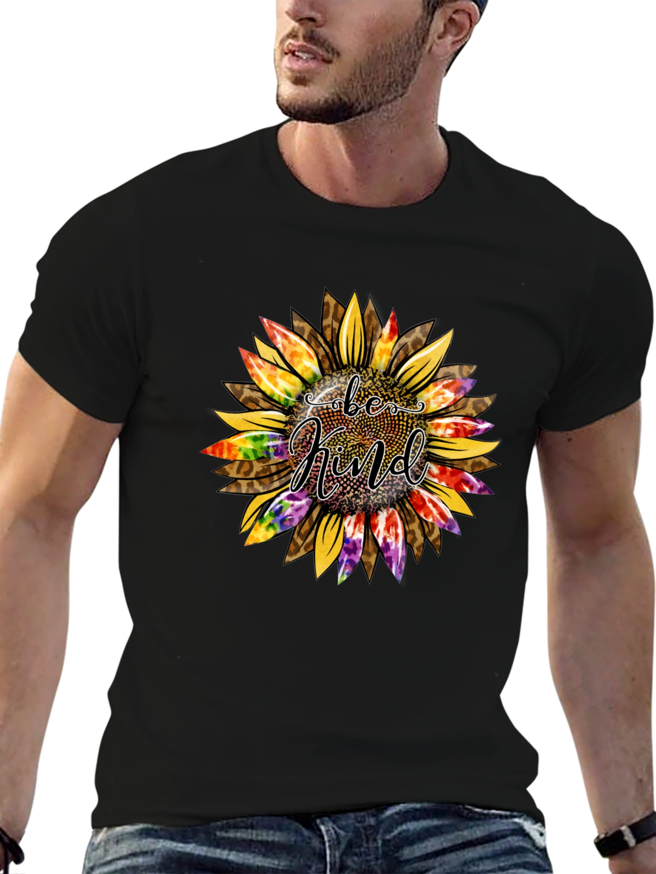Be Kind Sunflower Graphic T-Shirt - Black
