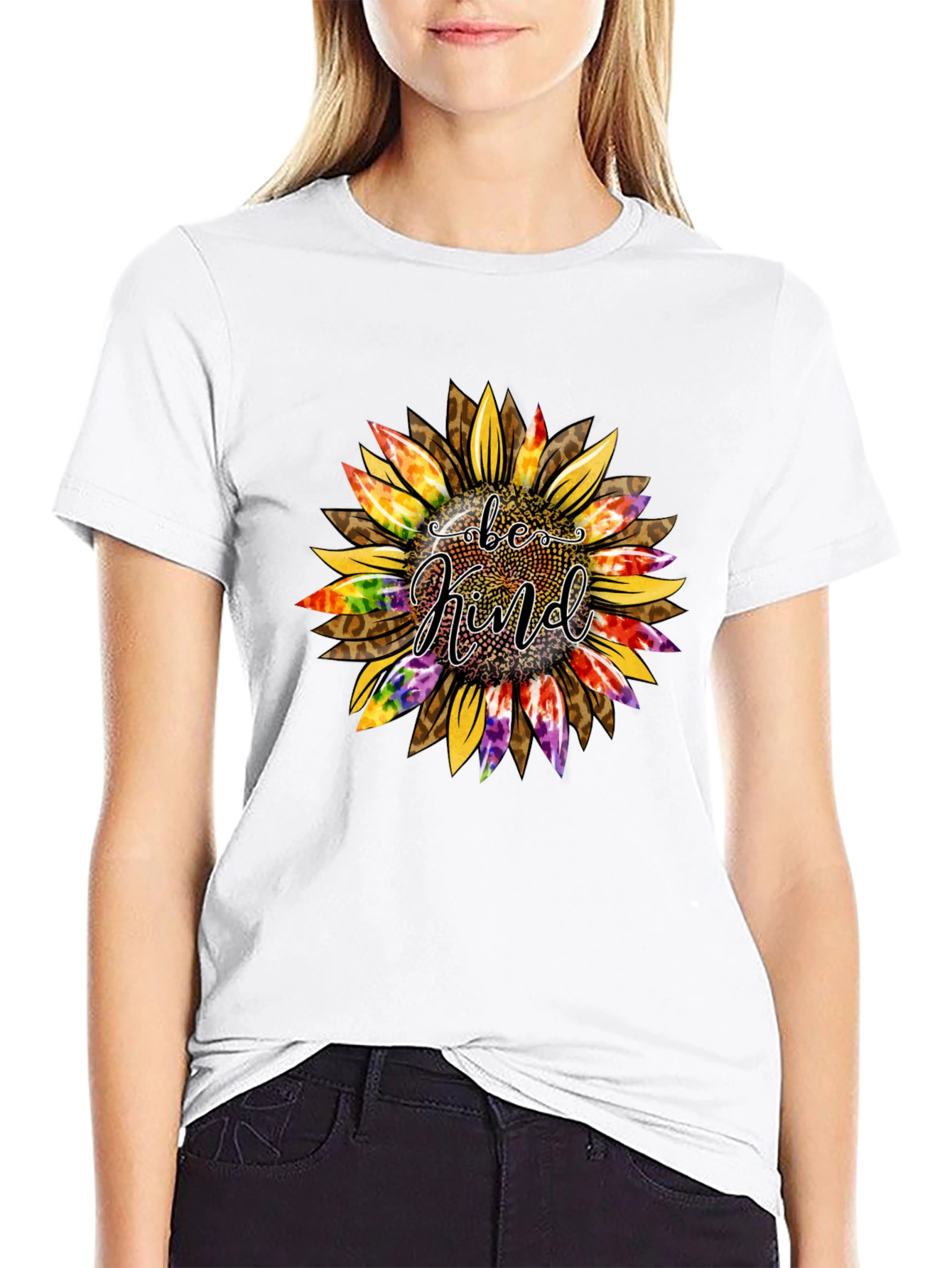 Be Kind Sunflower Graphic T-Shirt - Black