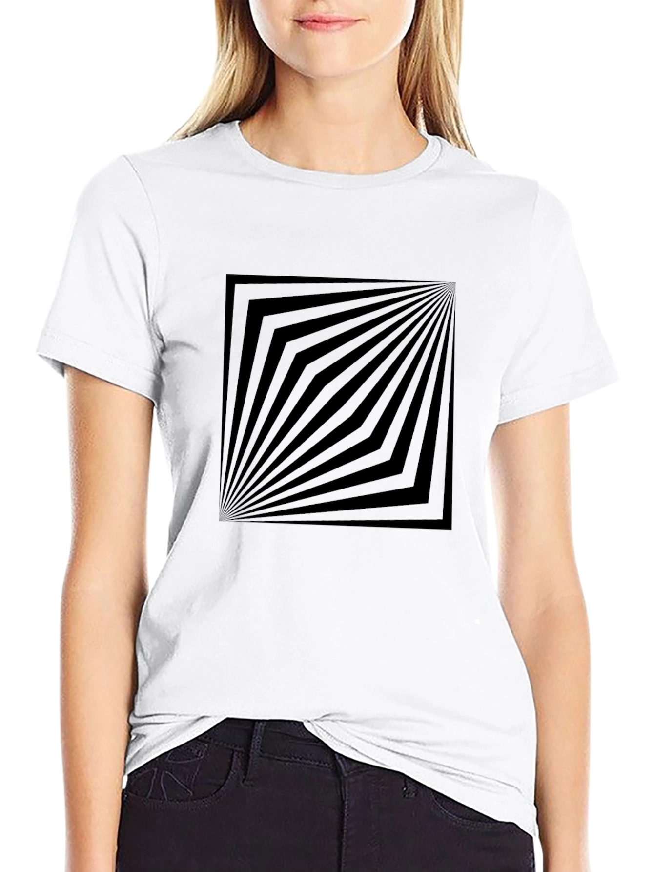 Geometric Illusion Black Graphic Tee