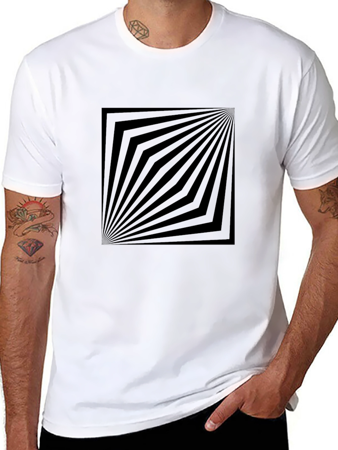 Geometric Illusion Black Graphic Tee