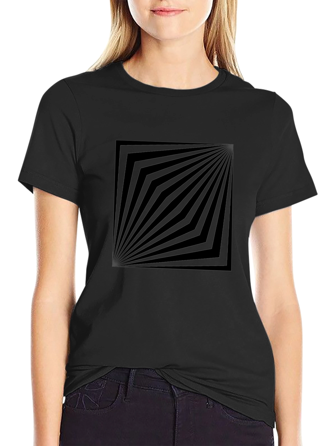 Geometric Illusion Black Graphic Tee