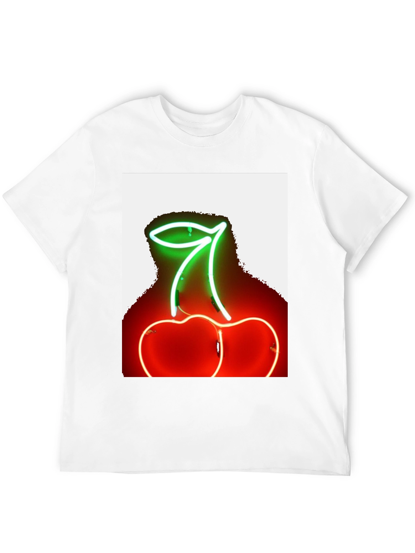 Neon Cherry Graphic Tee - Stylish Black T-Shirt
