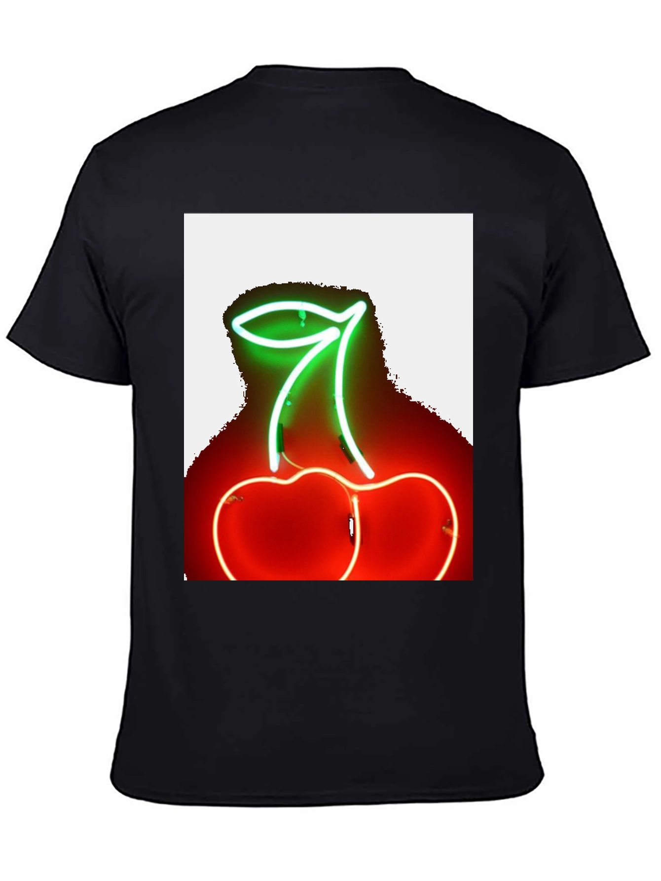 Neon Cherry Graphic Tee - Stylish Black T-Shirt