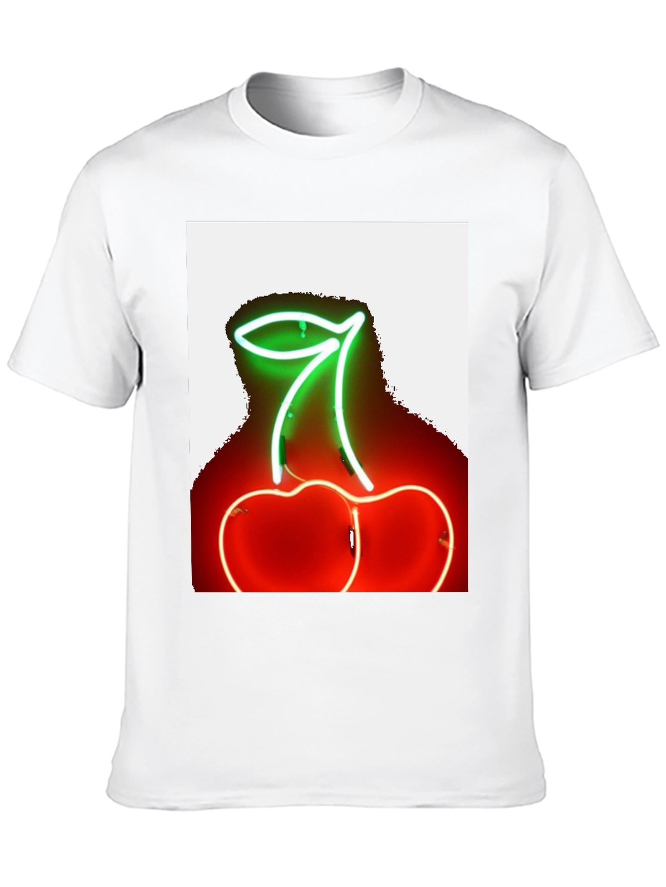 Neon Cherry Graphic Tee - Stylish Black T-Shirt