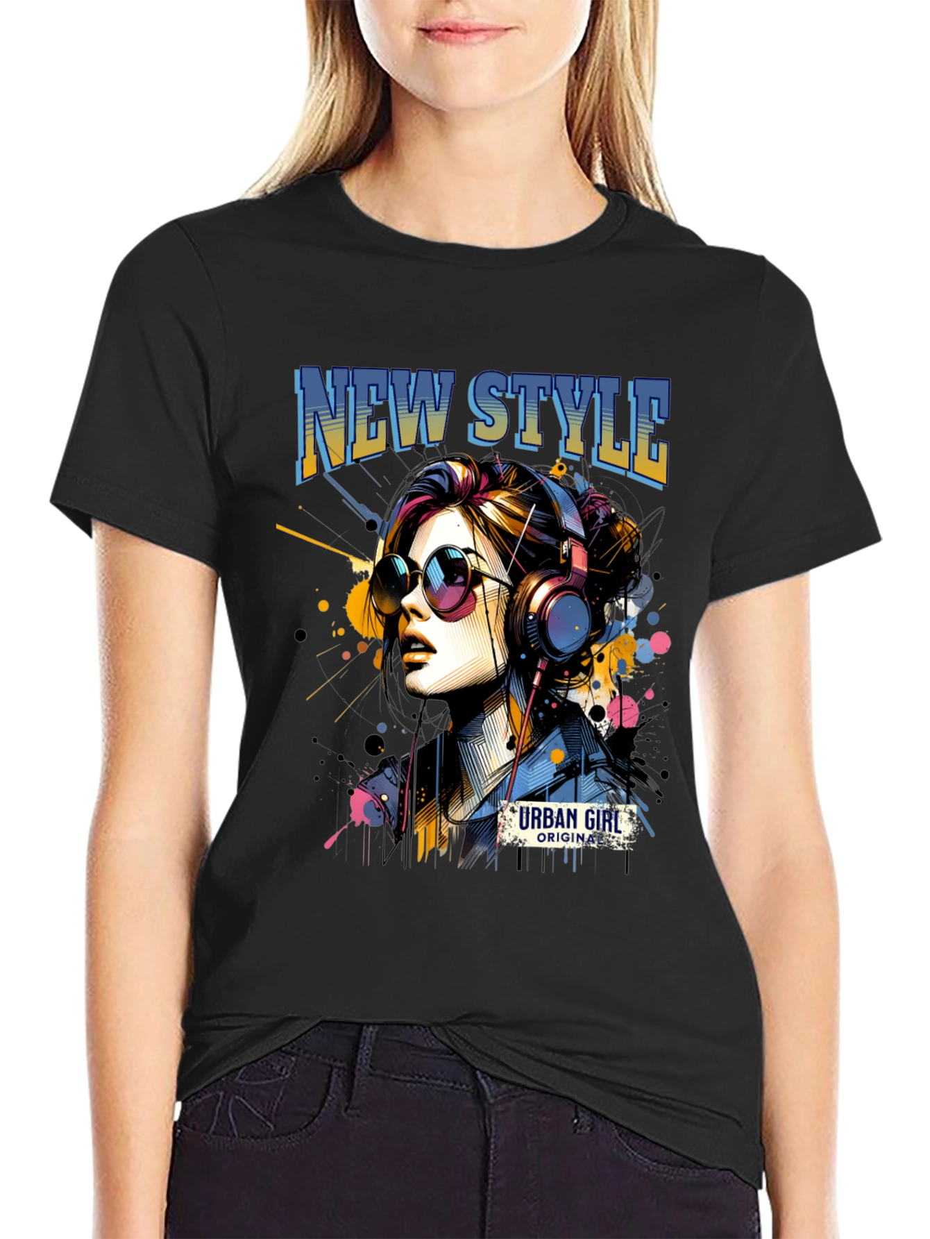 Urban Girl Graphic Tee: New Style Black T-Shirt