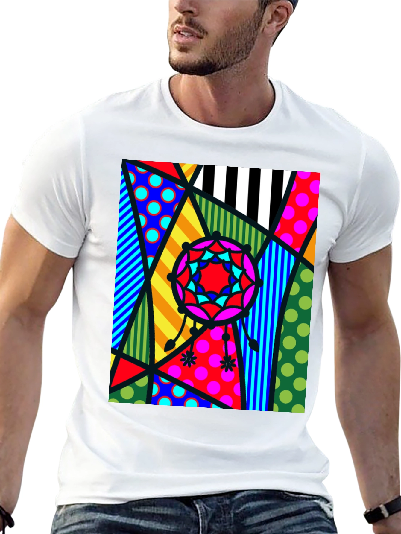 Abstract Geometric Patterned Mens T-Shirt