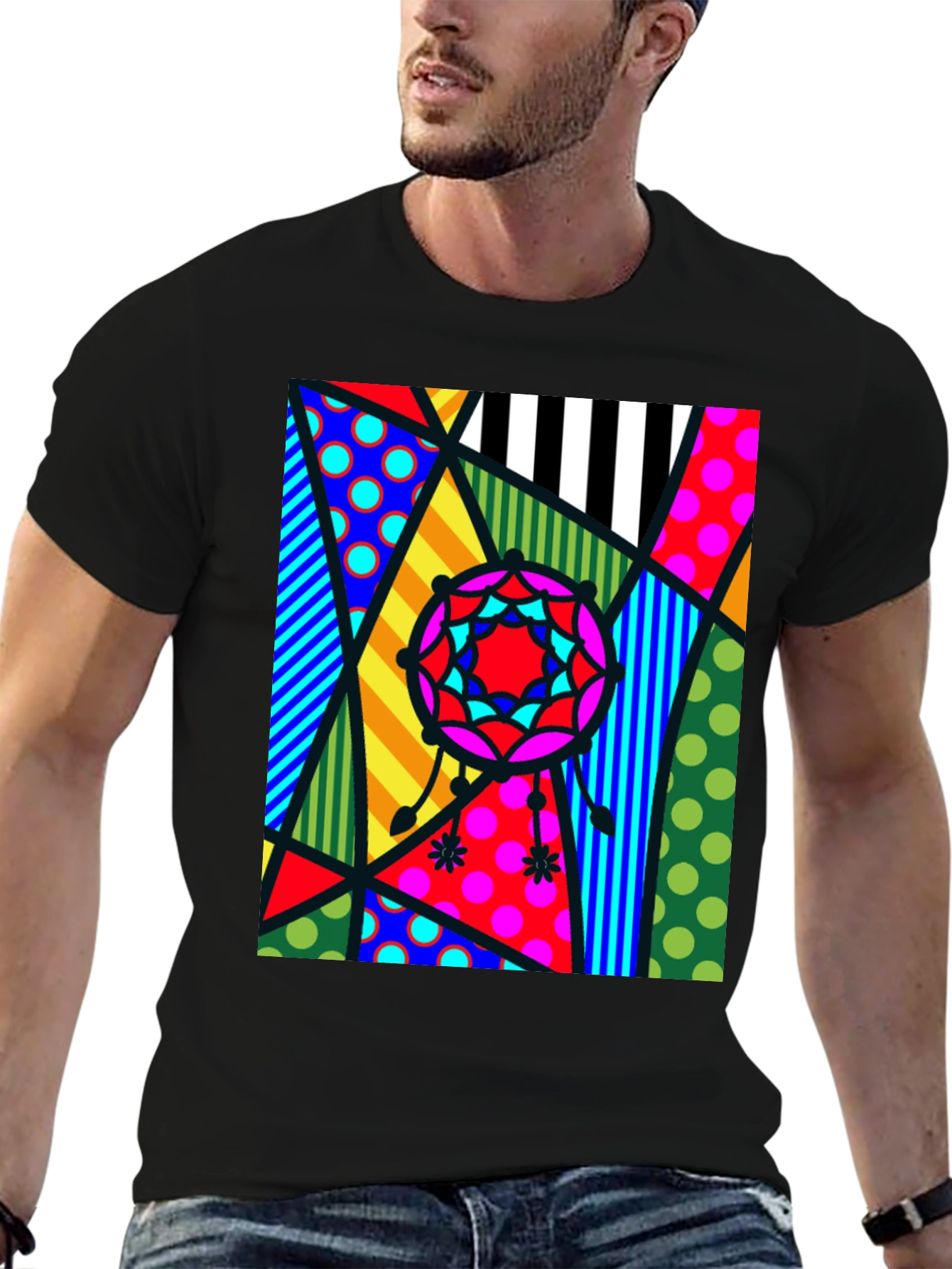 Abstract Geometric Patterned Mens T-Shirt
